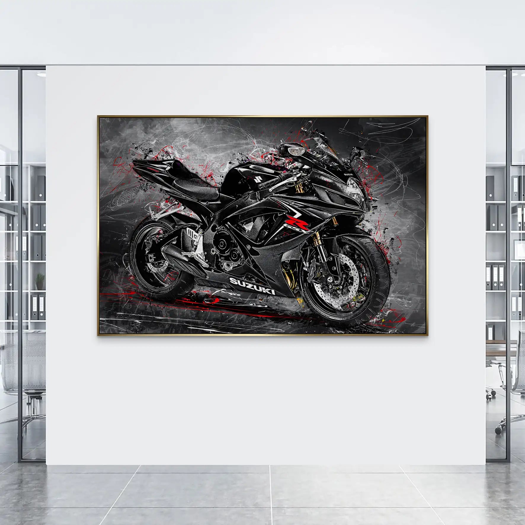 Suzuki GSXR 600 Abstrakt Black AluDibond Gebürstet INGALERIE