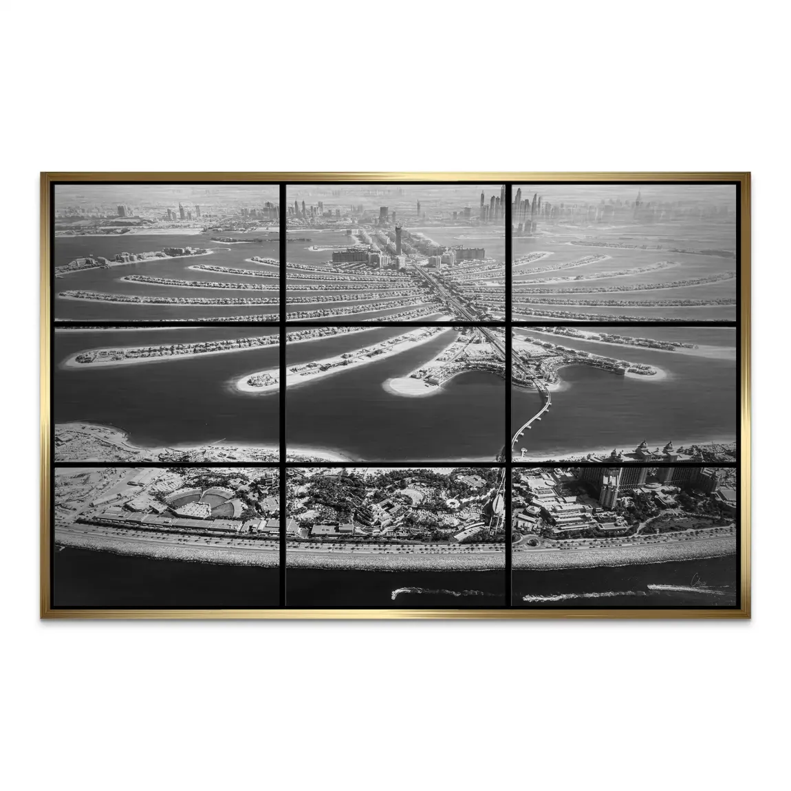 Palm View Dubai Noir AluDibond Gebürstet