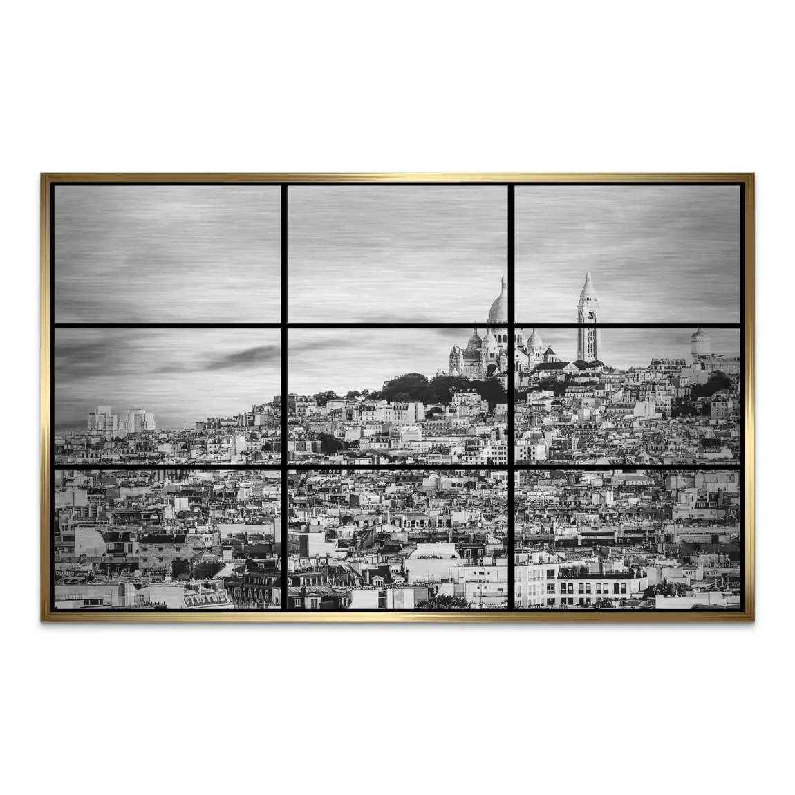 Paris Skyline Black and White AluDibond Gebürstet