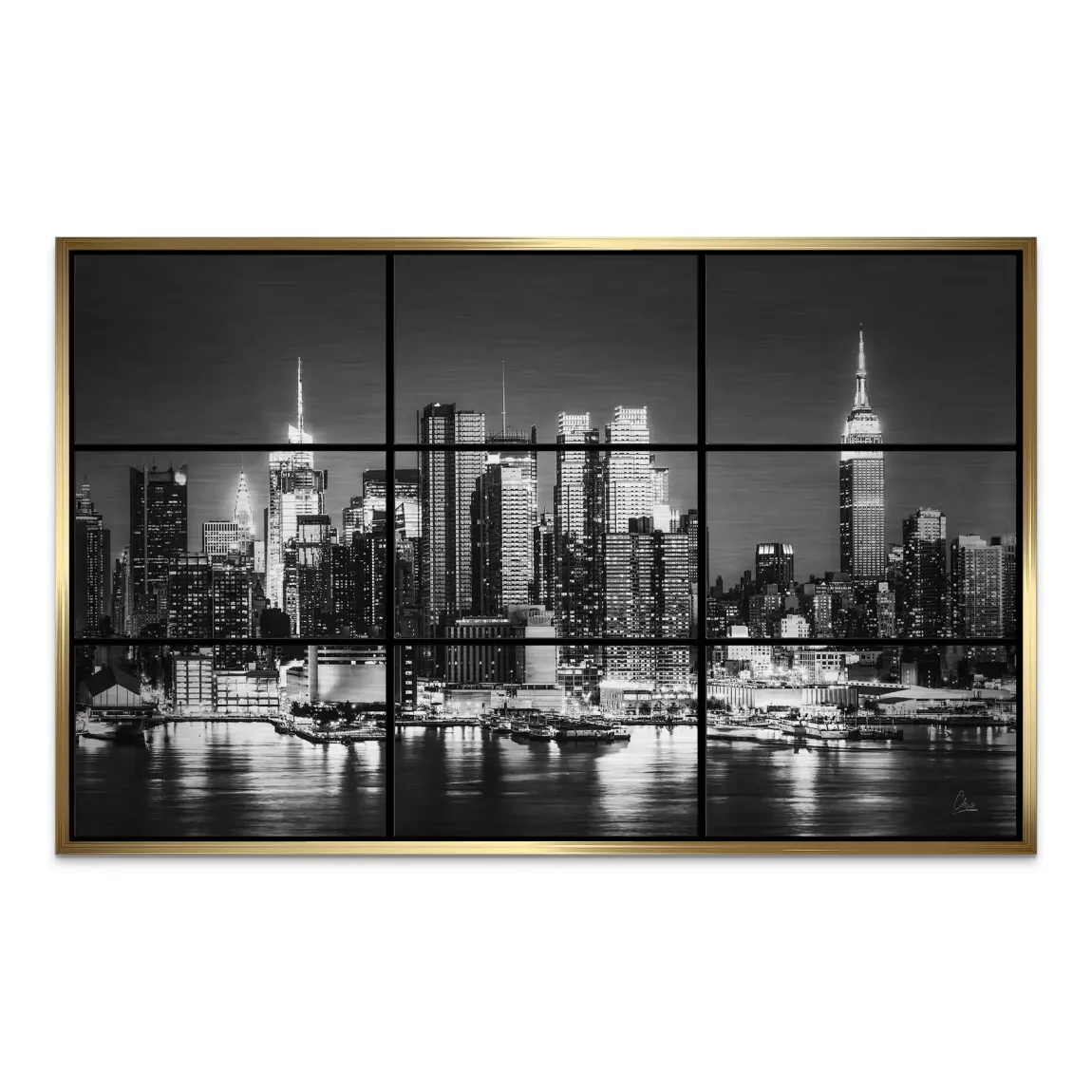 New York Black Skyline AluDibond Gebürstet