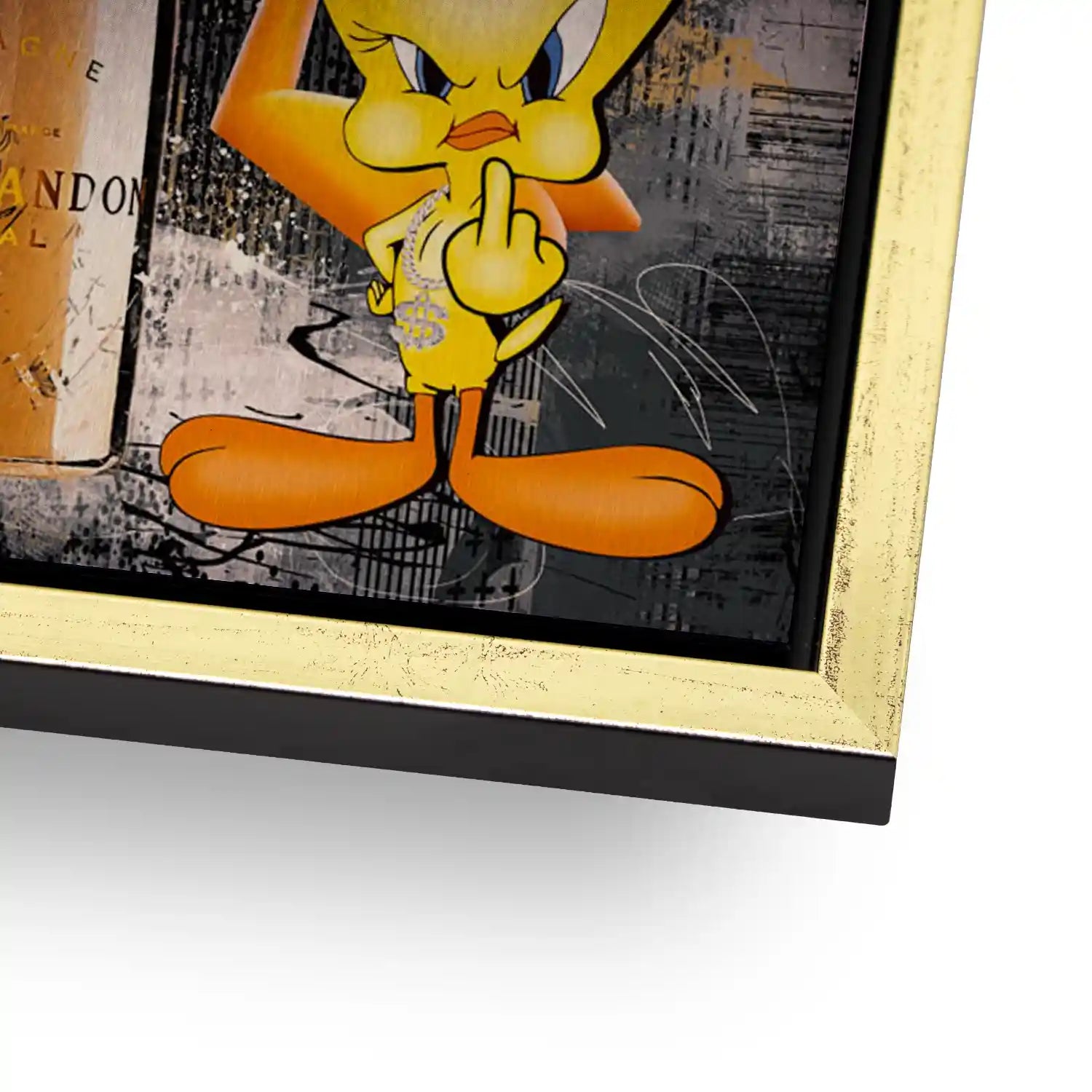 Duffy & Tweety Champagner Pop Art Aludibond Gebürstet