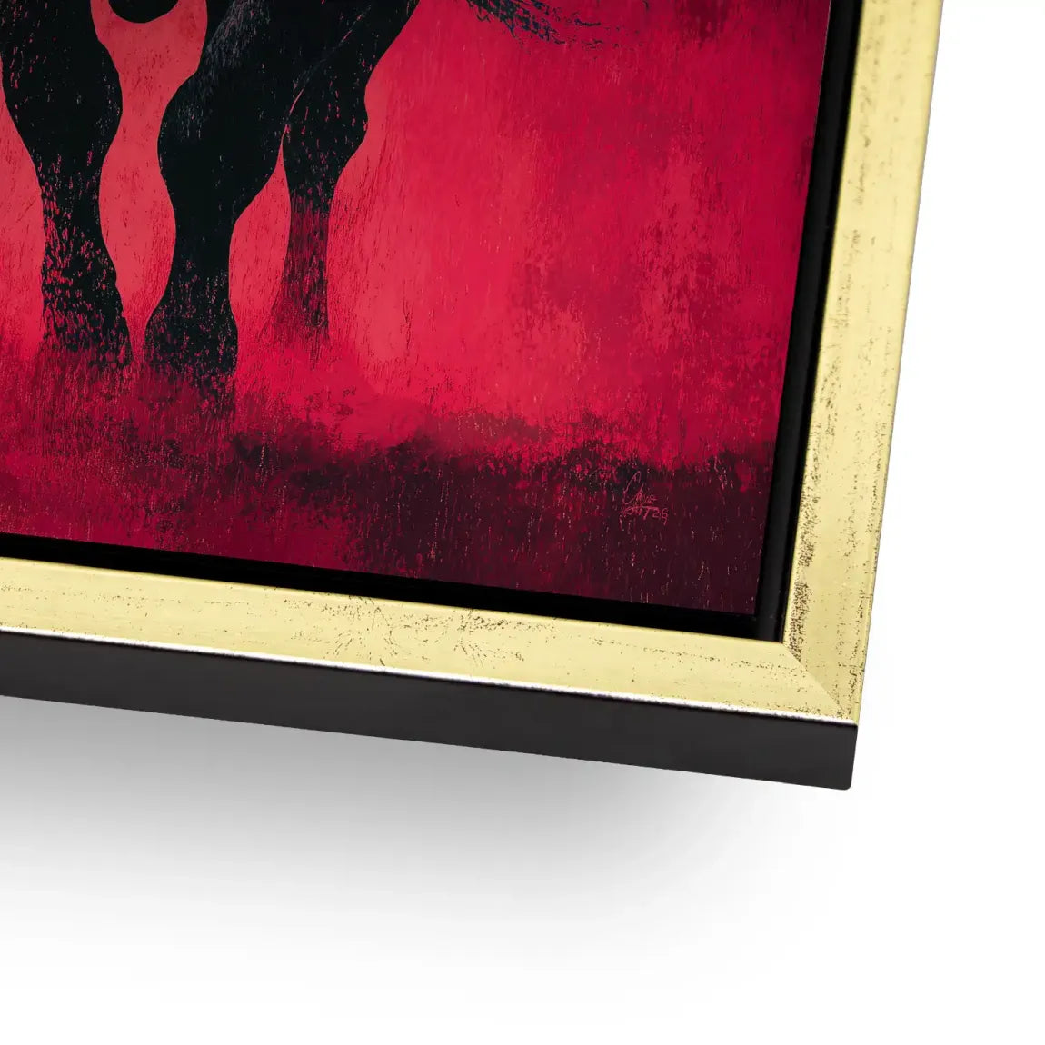 Stier in Rot Aluminiumbild gebürstet