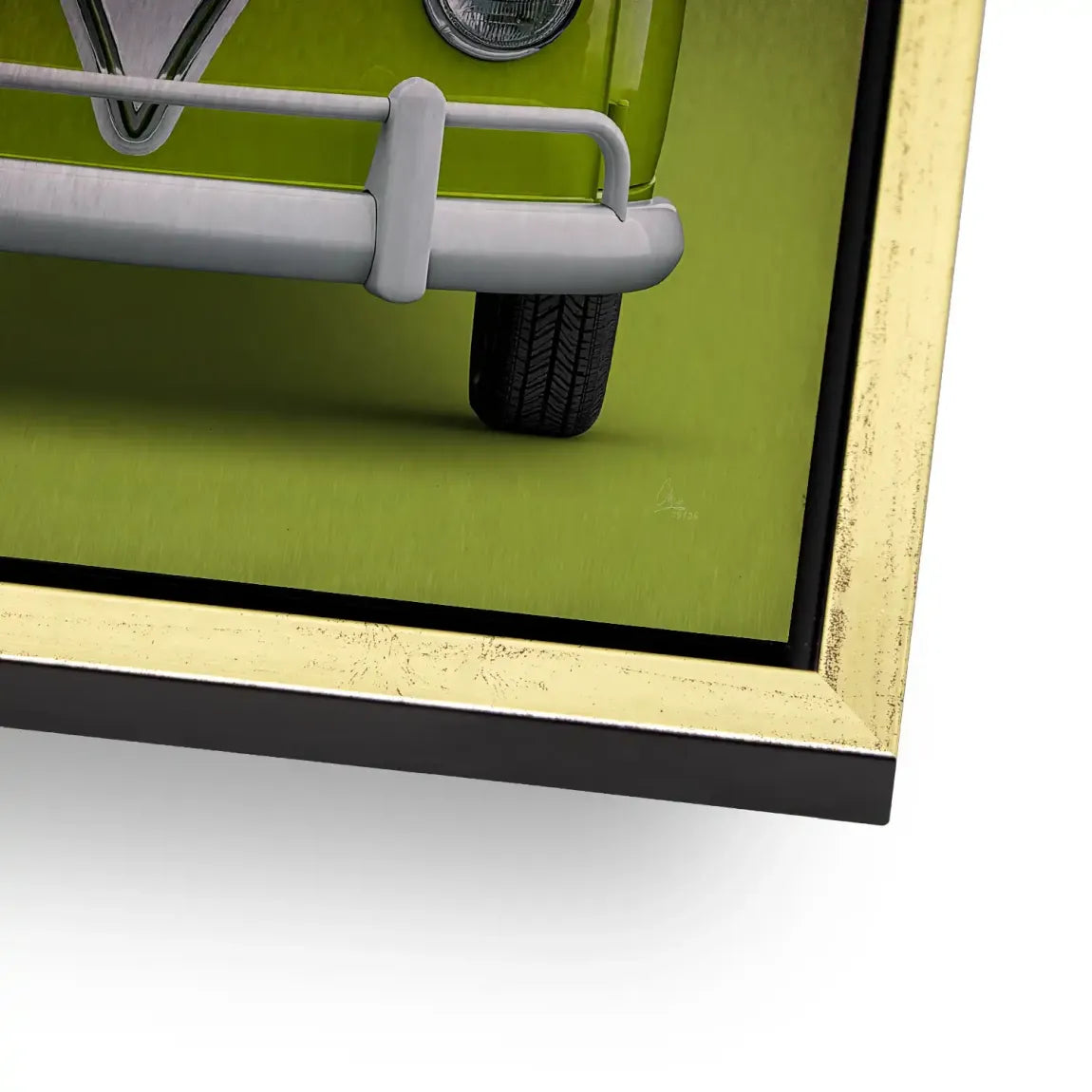 Green VW Bulli Aluminiumbild gebürstet