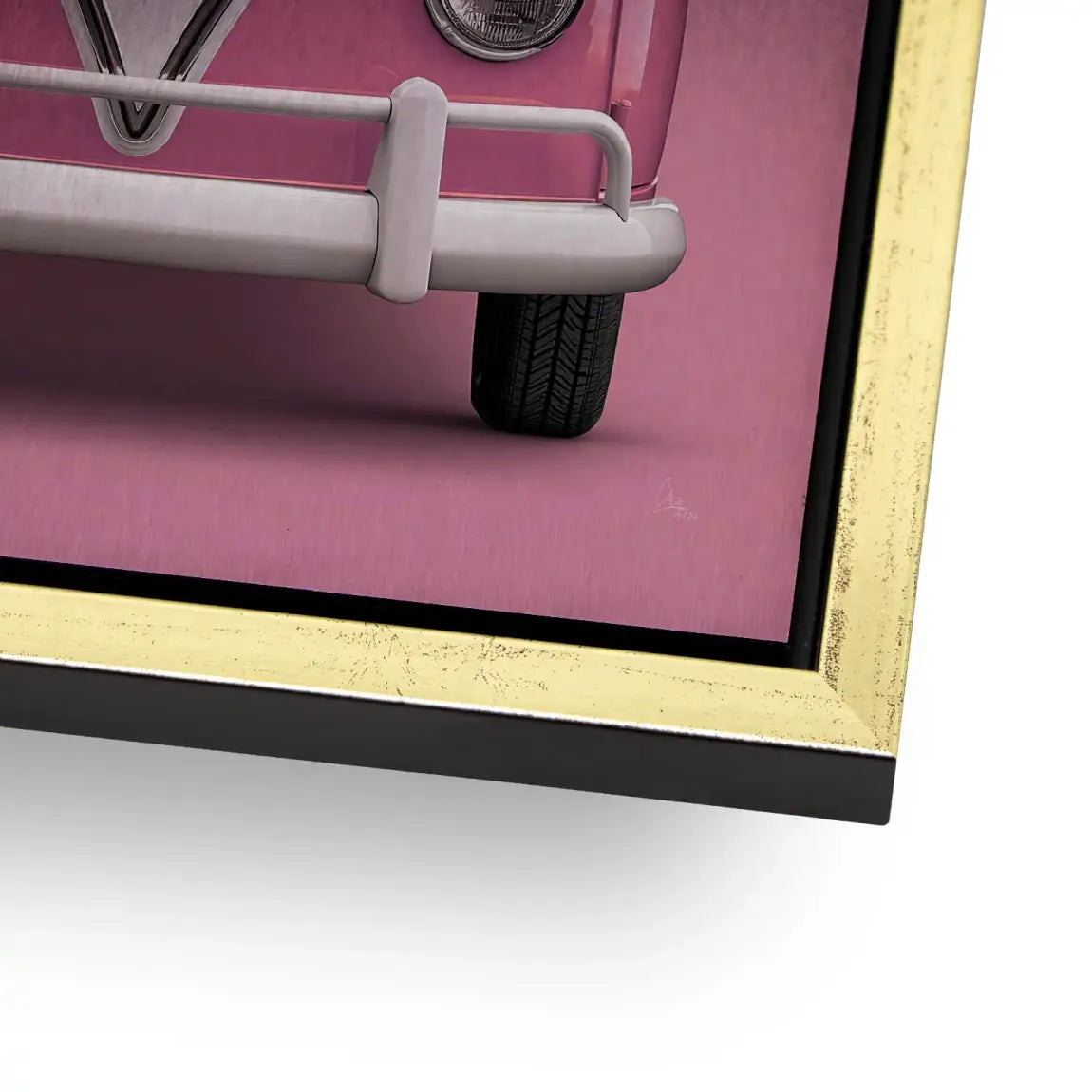 Pink VW Bulli Aluminiumbild gebürstet