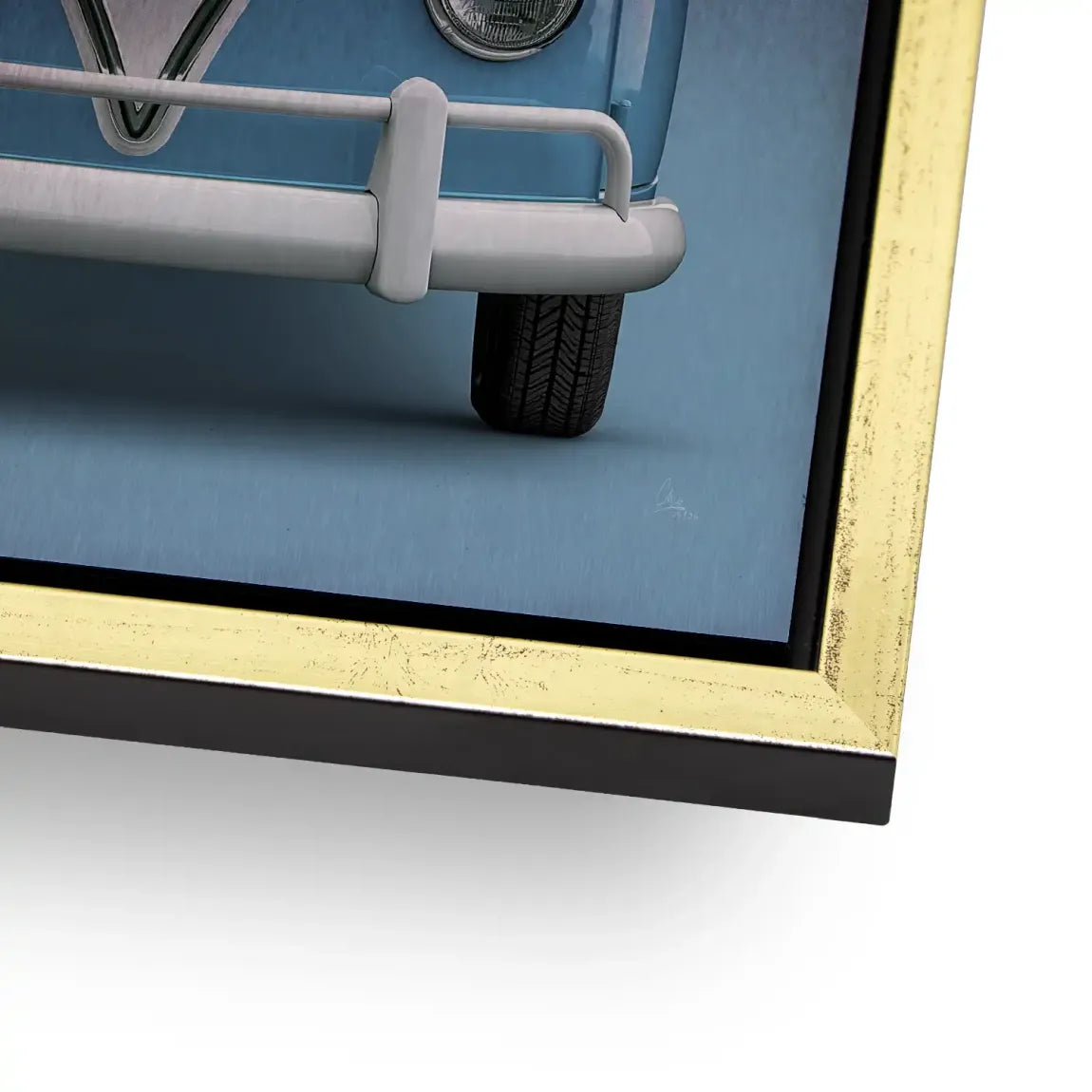 Blue VW Bulli Aluminiumbild gebürstet
