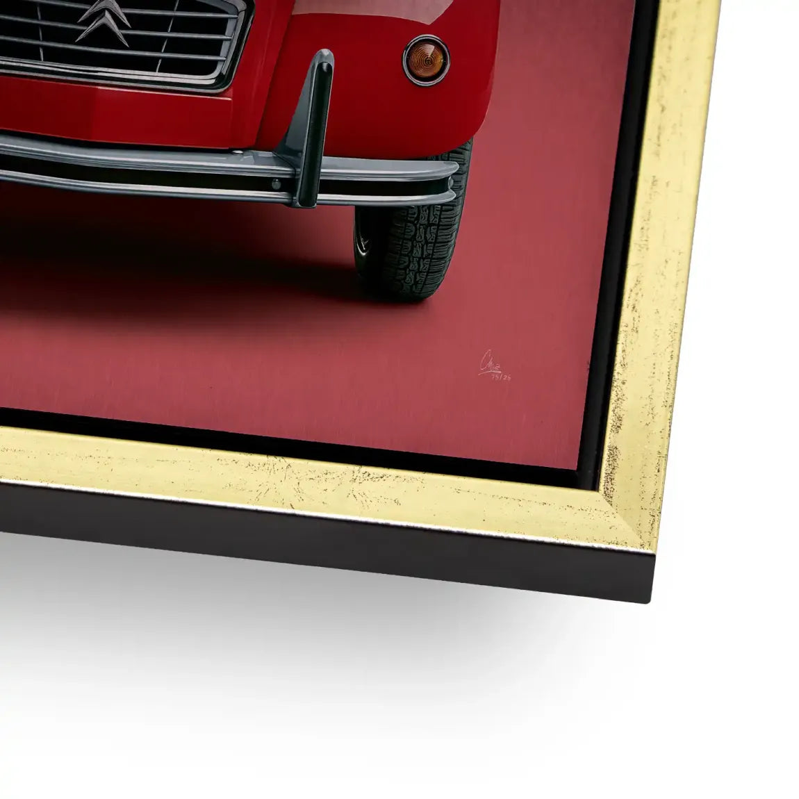 Citroen 2CV Rouge Aluminiumbild gebürstet