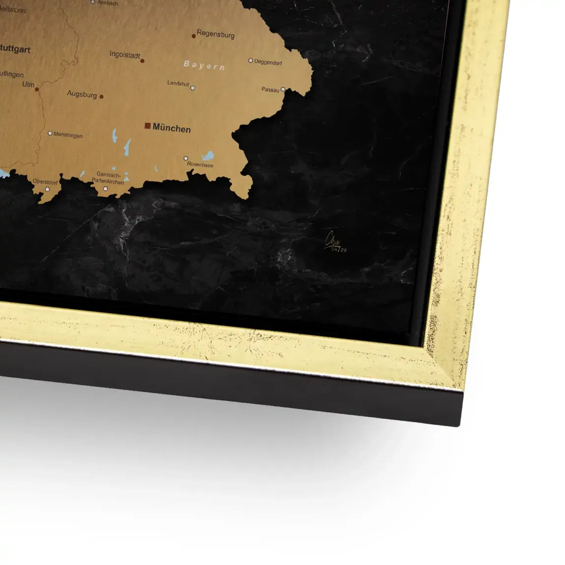 Deutschland Karte Gold Retro Aluminiumbild gebürstet