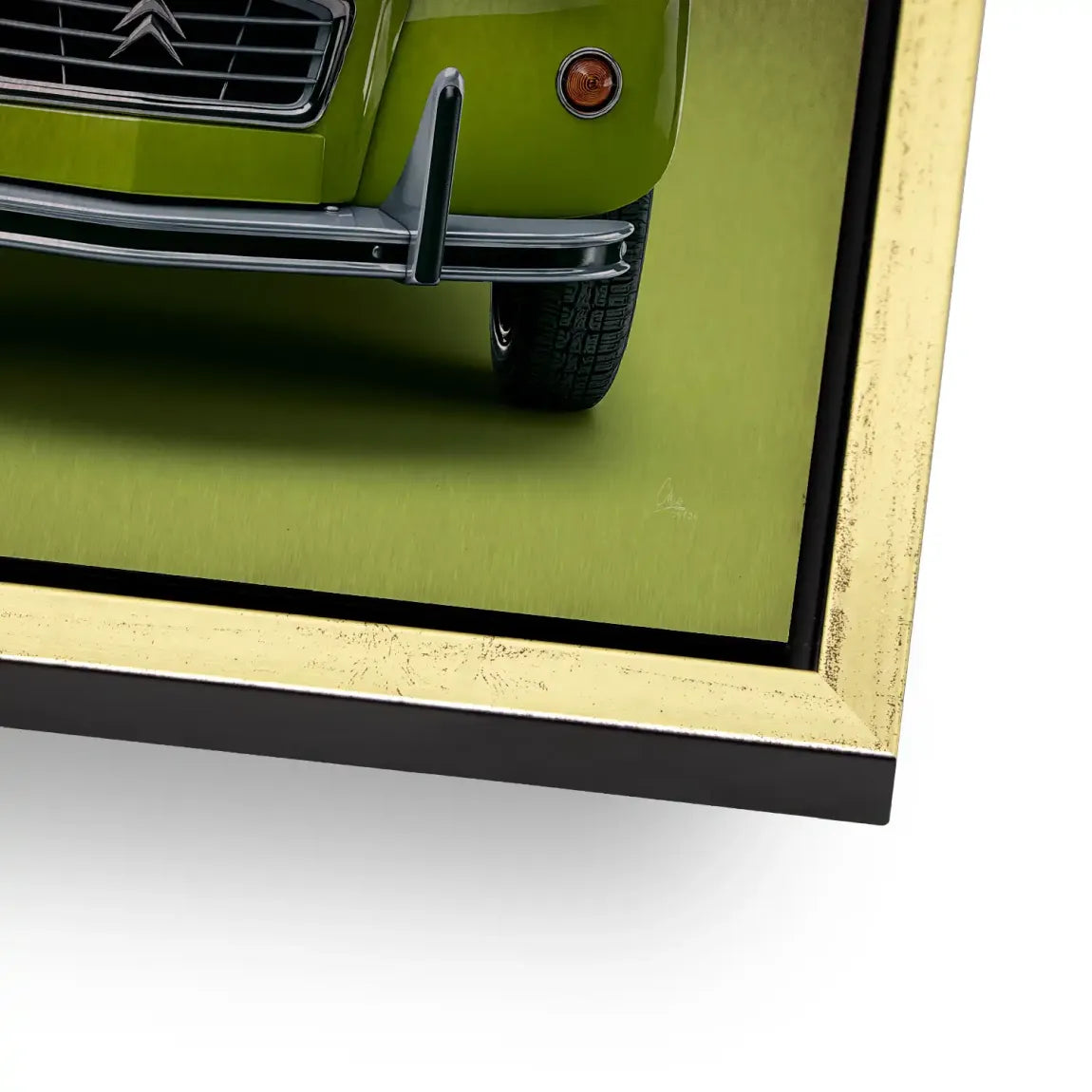 Green Citroen 2CV Aluminiumbild gebürstet