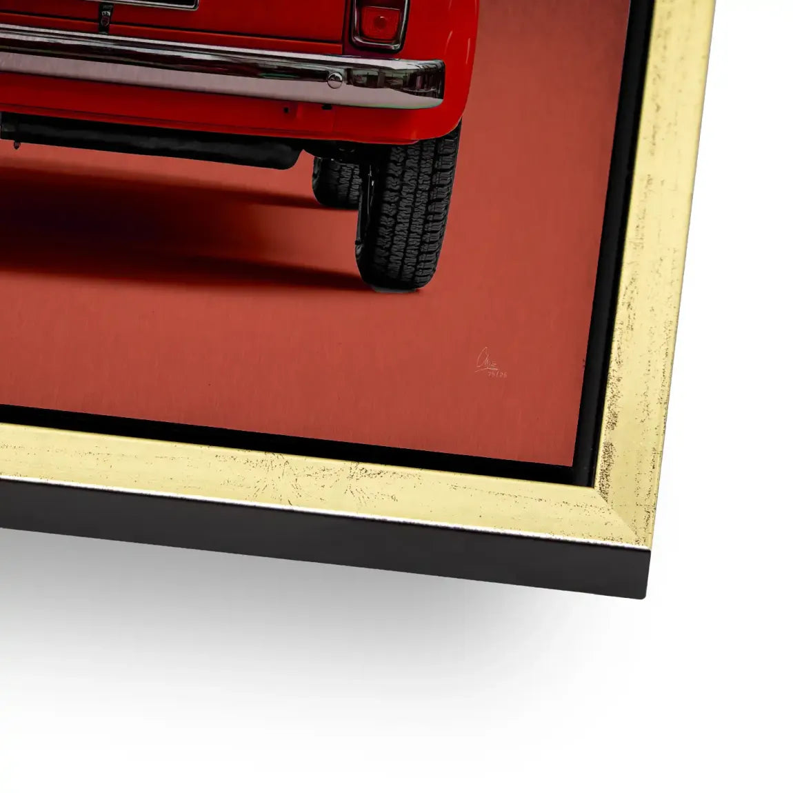 Fiat 500 Rosso Aluminiumbild gebürstet