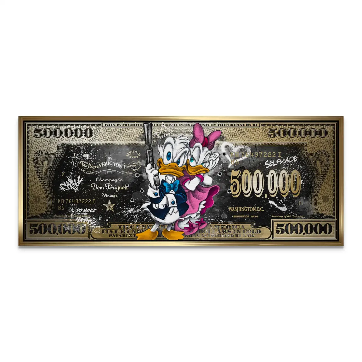 Donald & Daisy Duck Pop Art Dollar Alu Gebürstet Bild INGALERIE