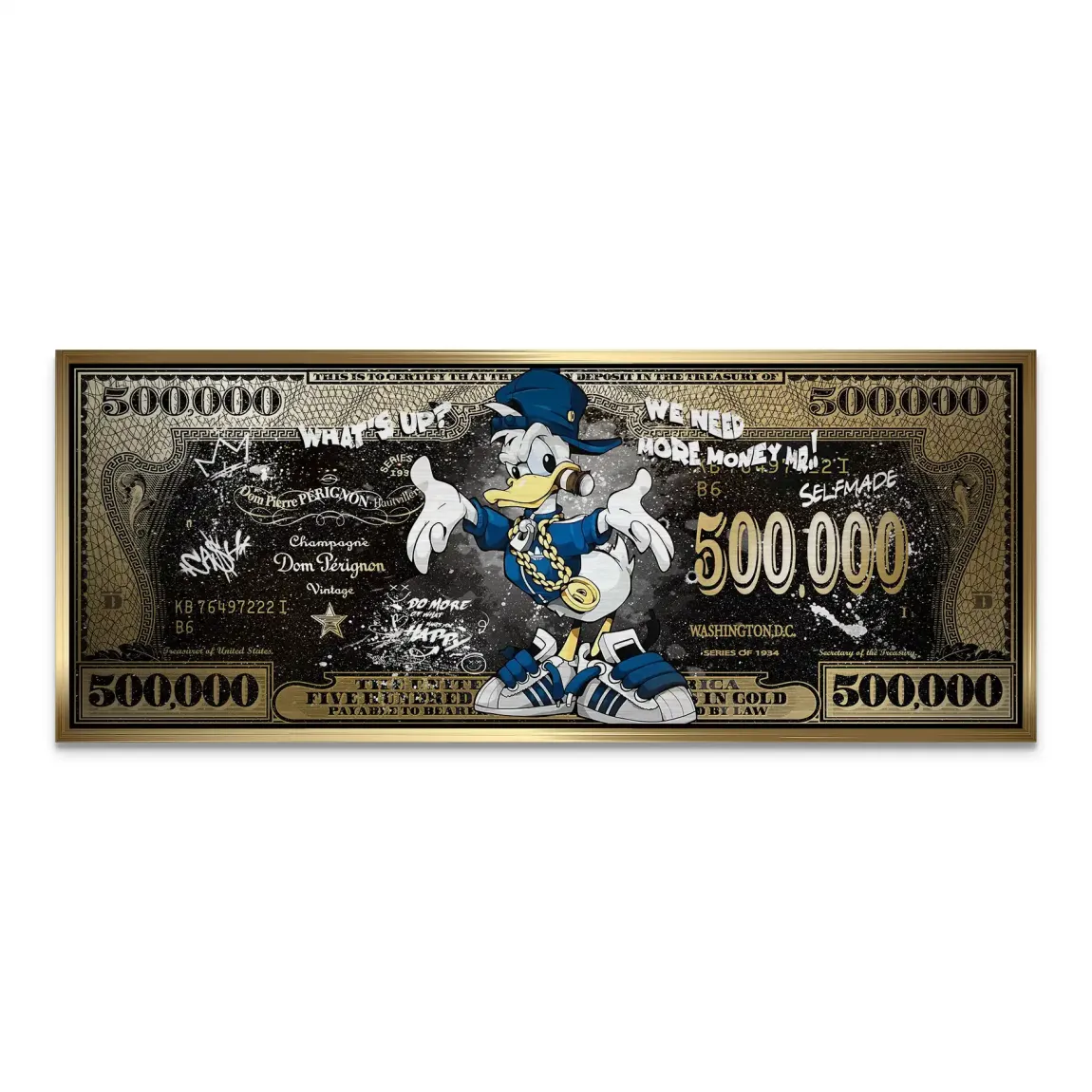 Donald Duck Whats Up Dollar Style Alu Gebürstet Bild INGALERIE