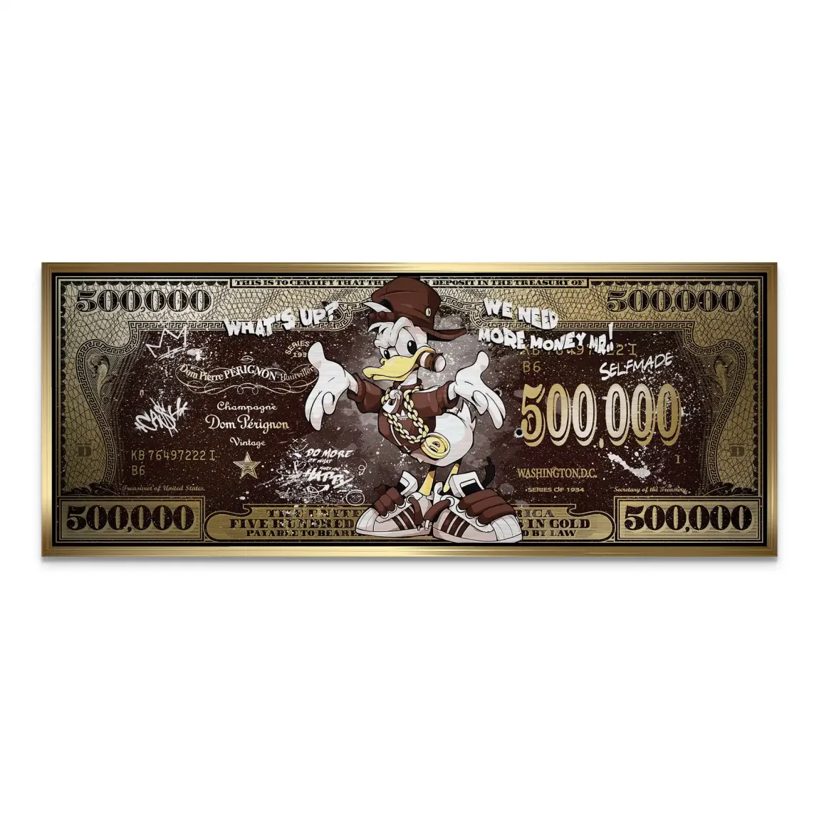 Donald Duck Whats Up Retro Dollar Alu Gebürstet Bild INGALERIE
