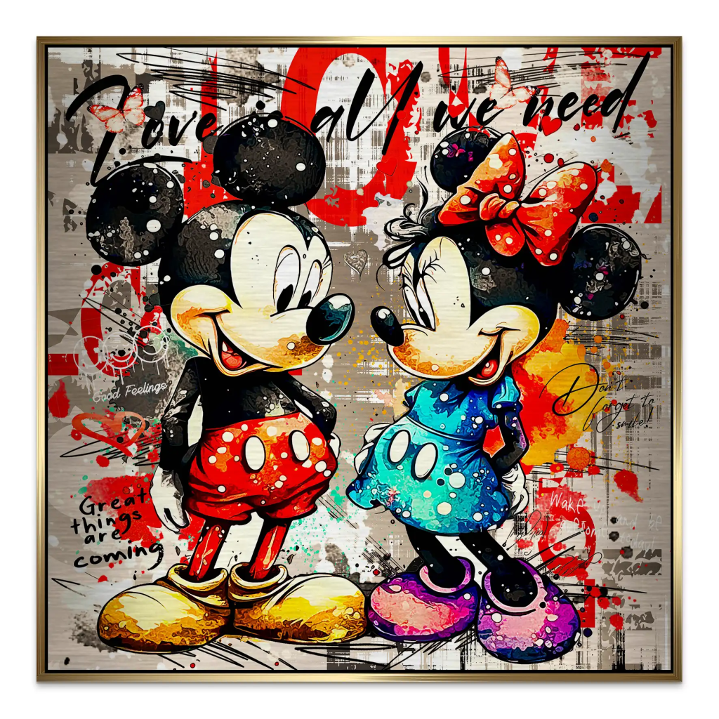 Micky Minnie Love Retro Alu Gebürstet INGALERIE