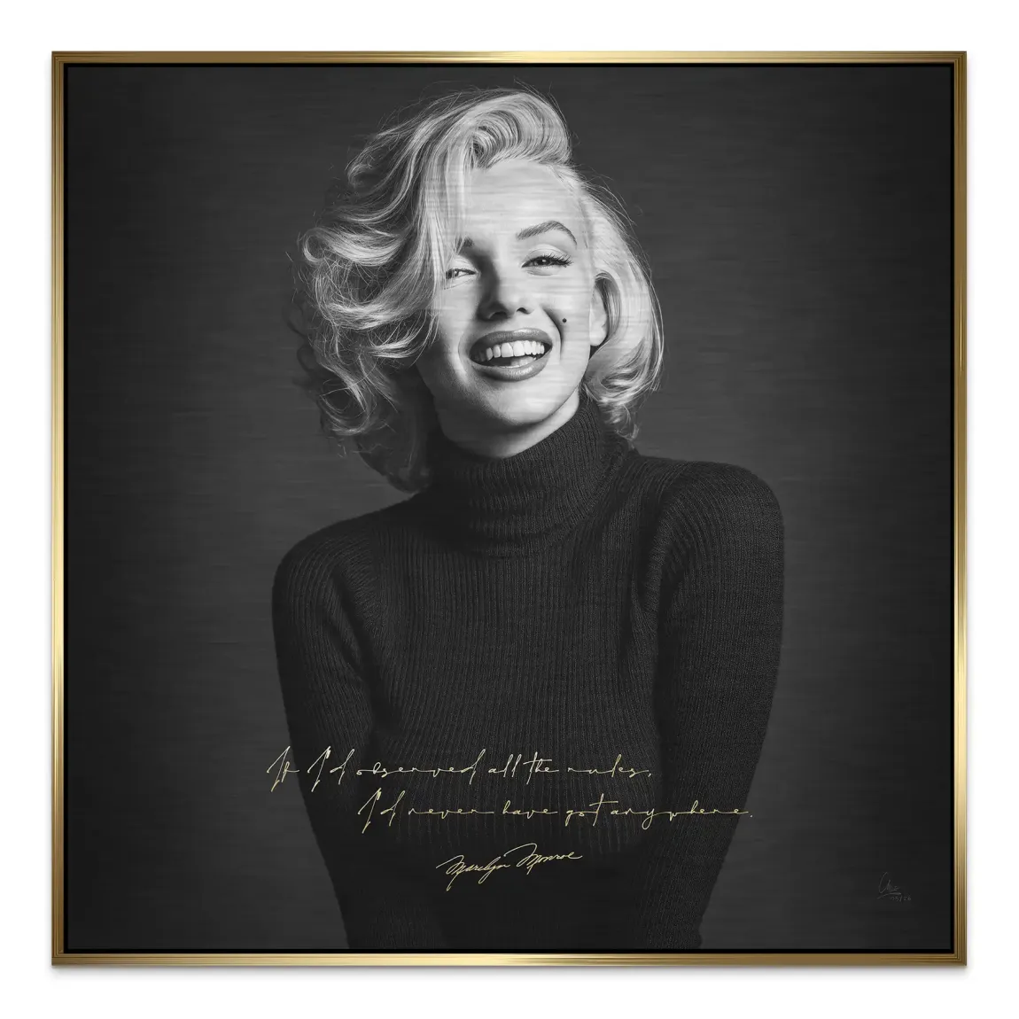 Marilyn Monroe Lächeln Aluminiumbild gebürstet