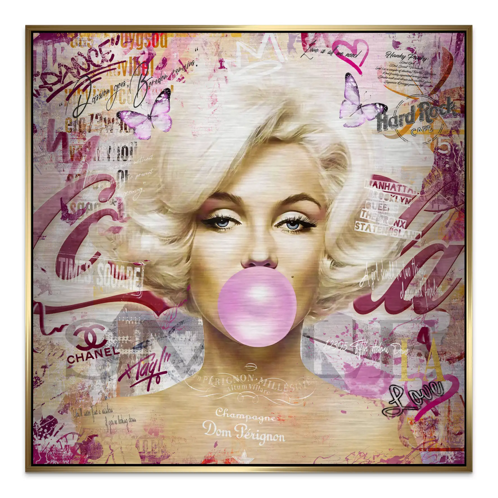 Marilyn Monroe Bubble Gum Pop Art Alu Gebürstet Bild INGALERIE