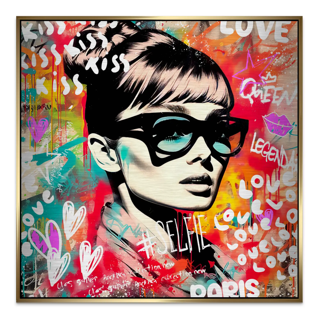 Audrey Hepburn Graffiti Alu Gebürstet Bild INGALERIE