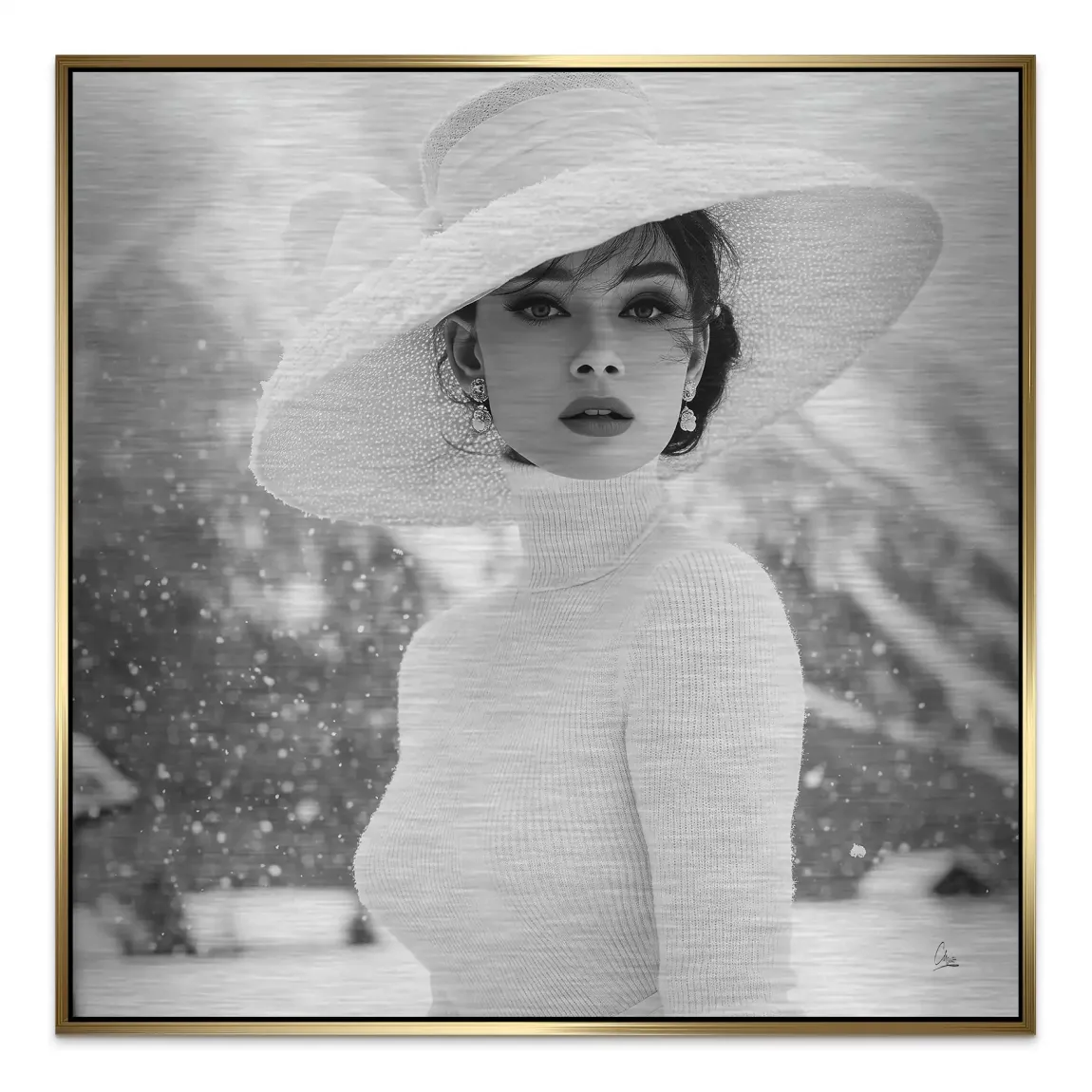 Audrey Hepburn Aspen Portrait Alu Gebürstet Bild