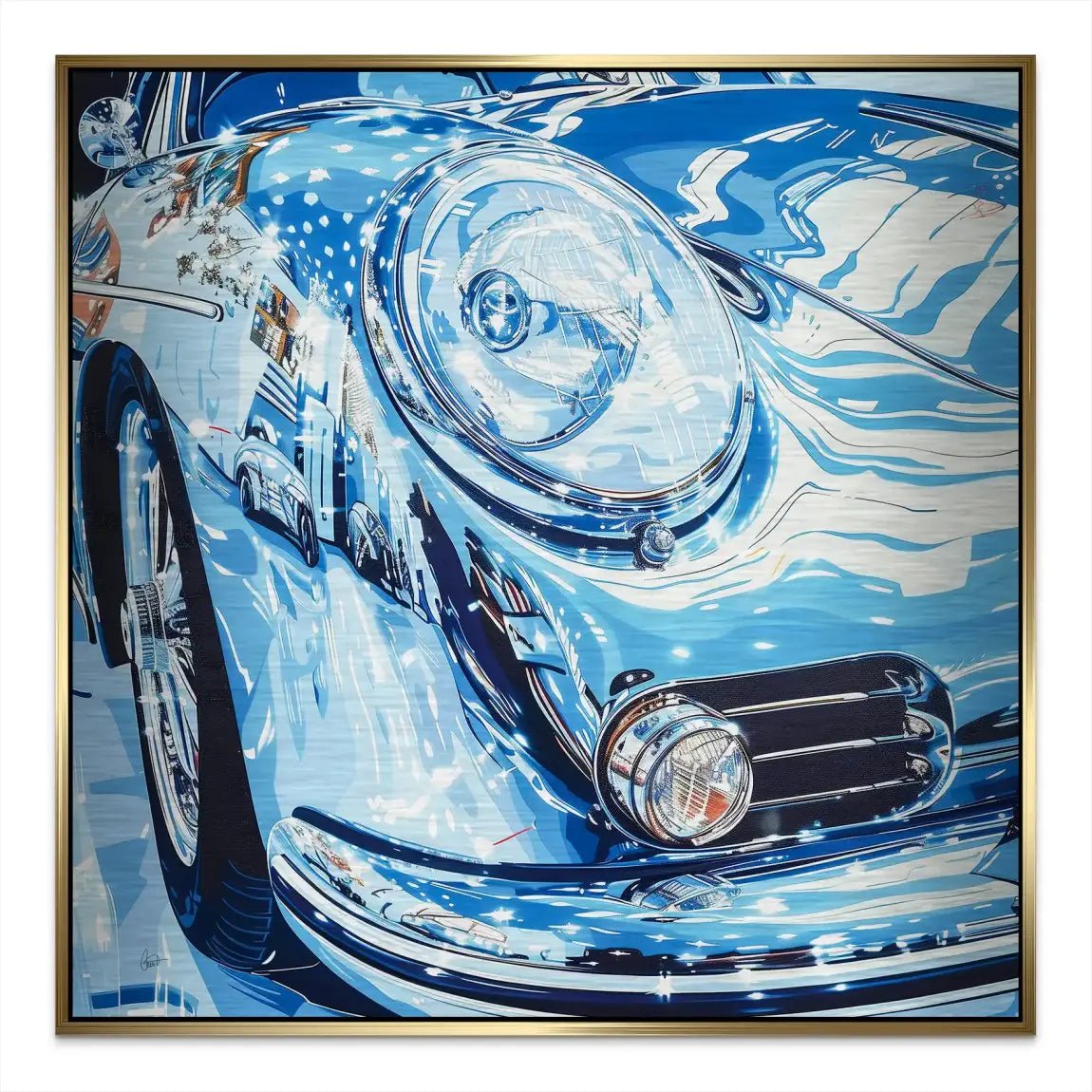 Porsche 356 Abstrakt Blue Alu Gebürstet INGALERIE