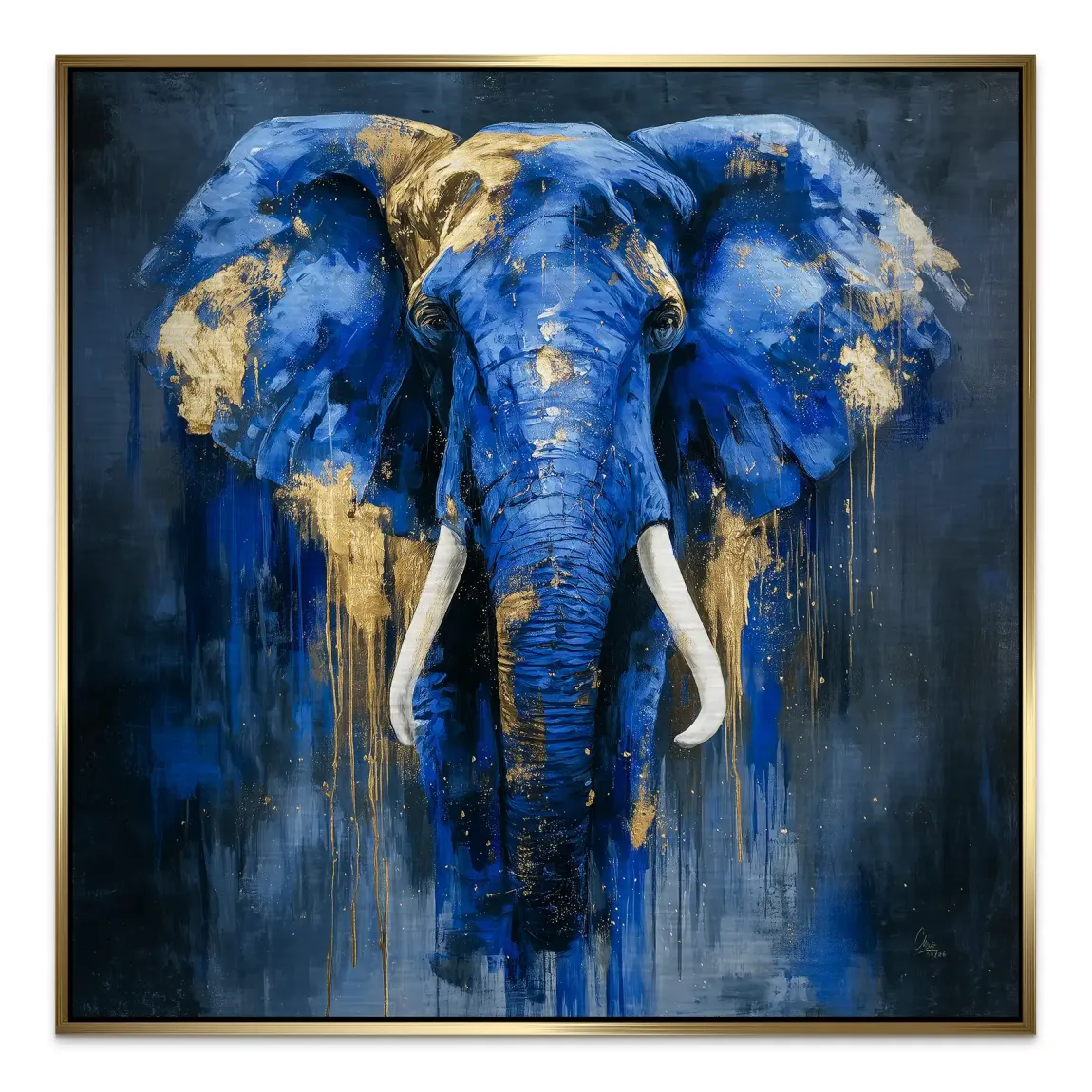 Blauer Elefant Abstrakt Aluminiumbild gebürstet