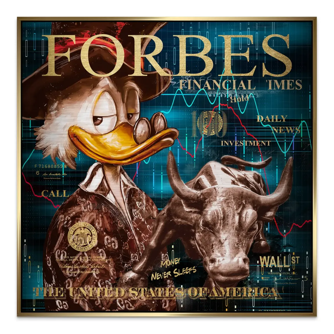 Dagobert Duck Wallstreet Alu Gebürstet Bild