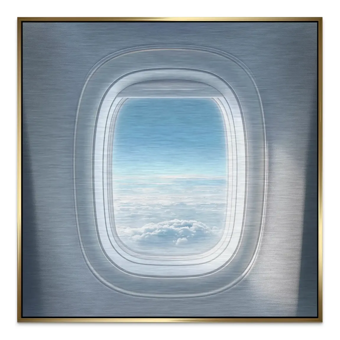 Flugzeugfenster Horizont Aluminiumbild gebürstet