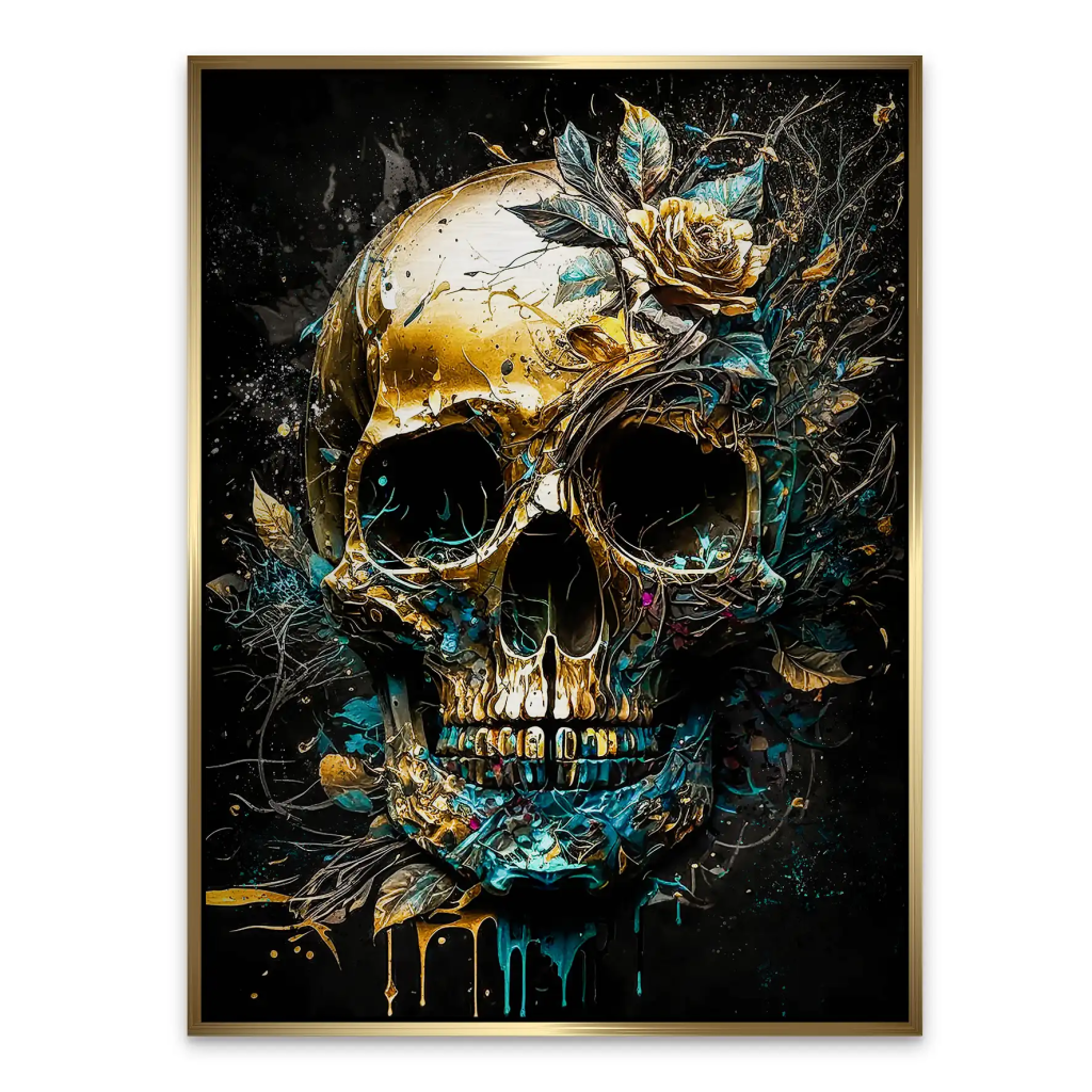 Totenkopf Gold Style Alu Dibond Gebürstet INGALERIE