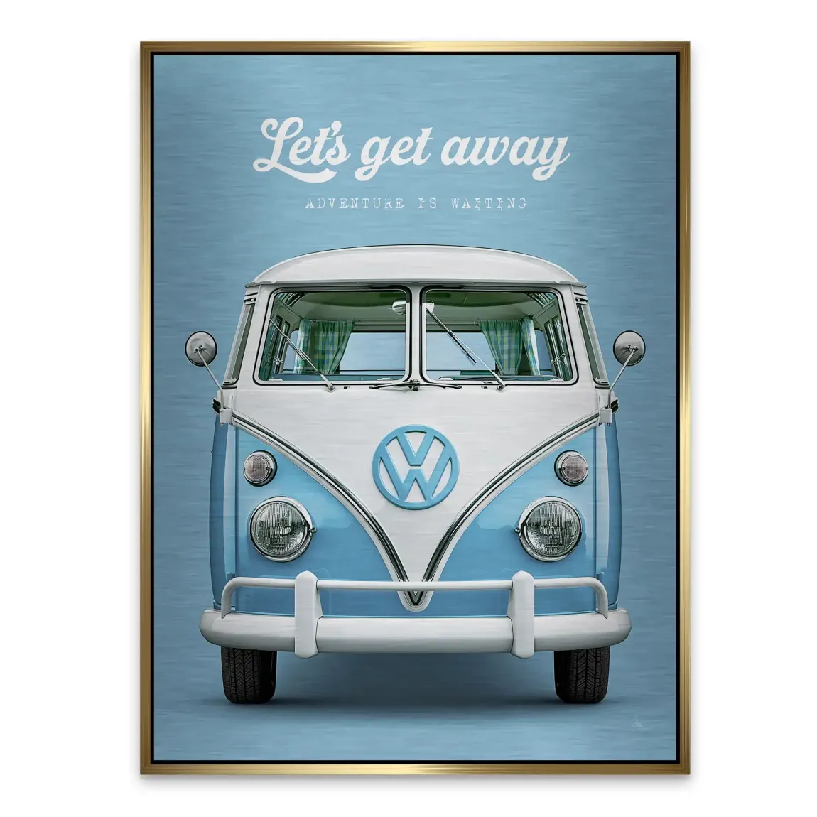 Blue VW Bulli Aluminiumbild gebürstet