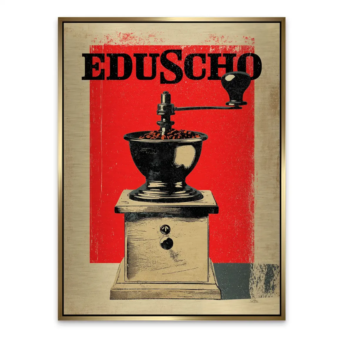 Eduscho Kaffeemühle Aluminiumbild gebürstet
