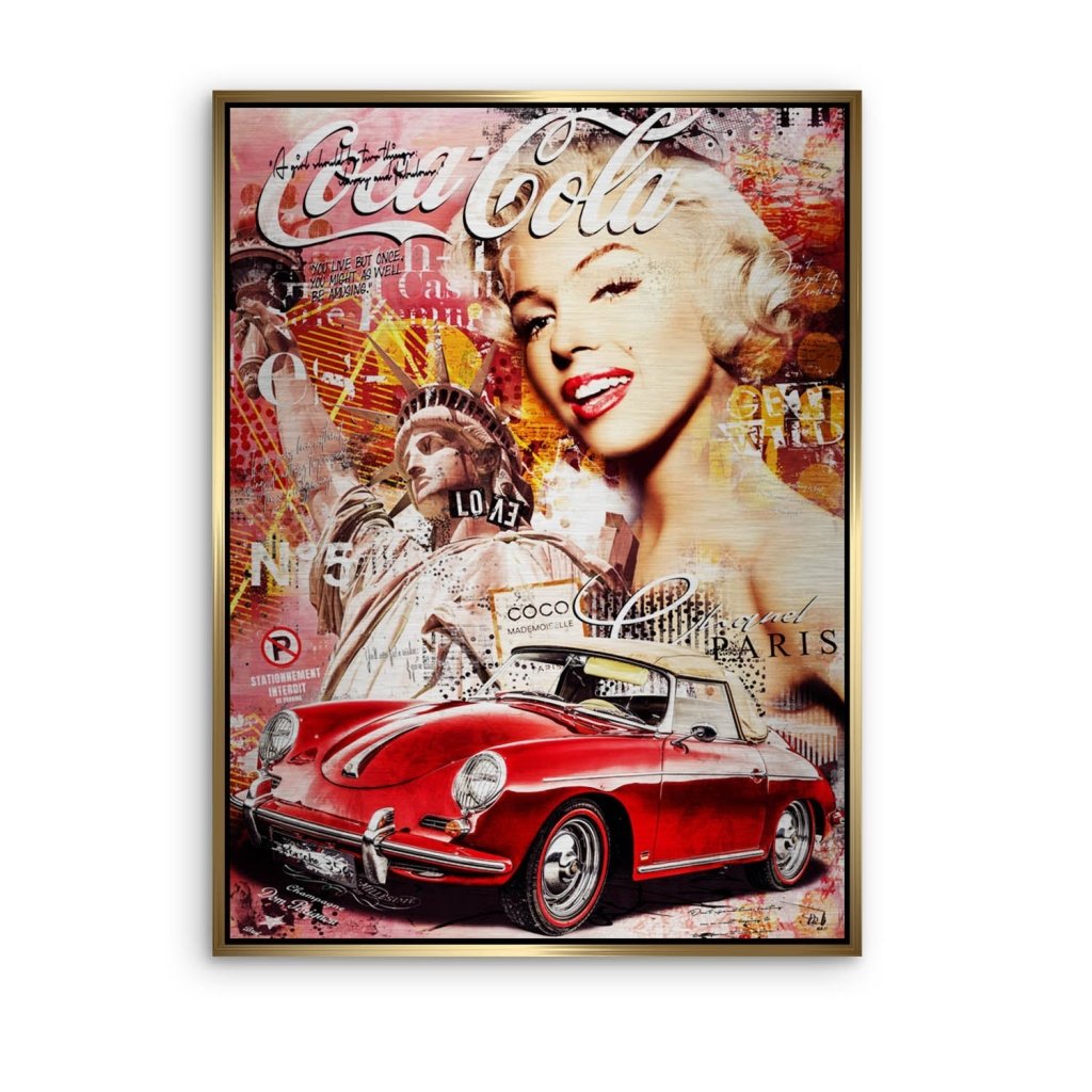 Marilyn Monroe Speedster Pop Art Aludibond Brush Bild INGALERIE