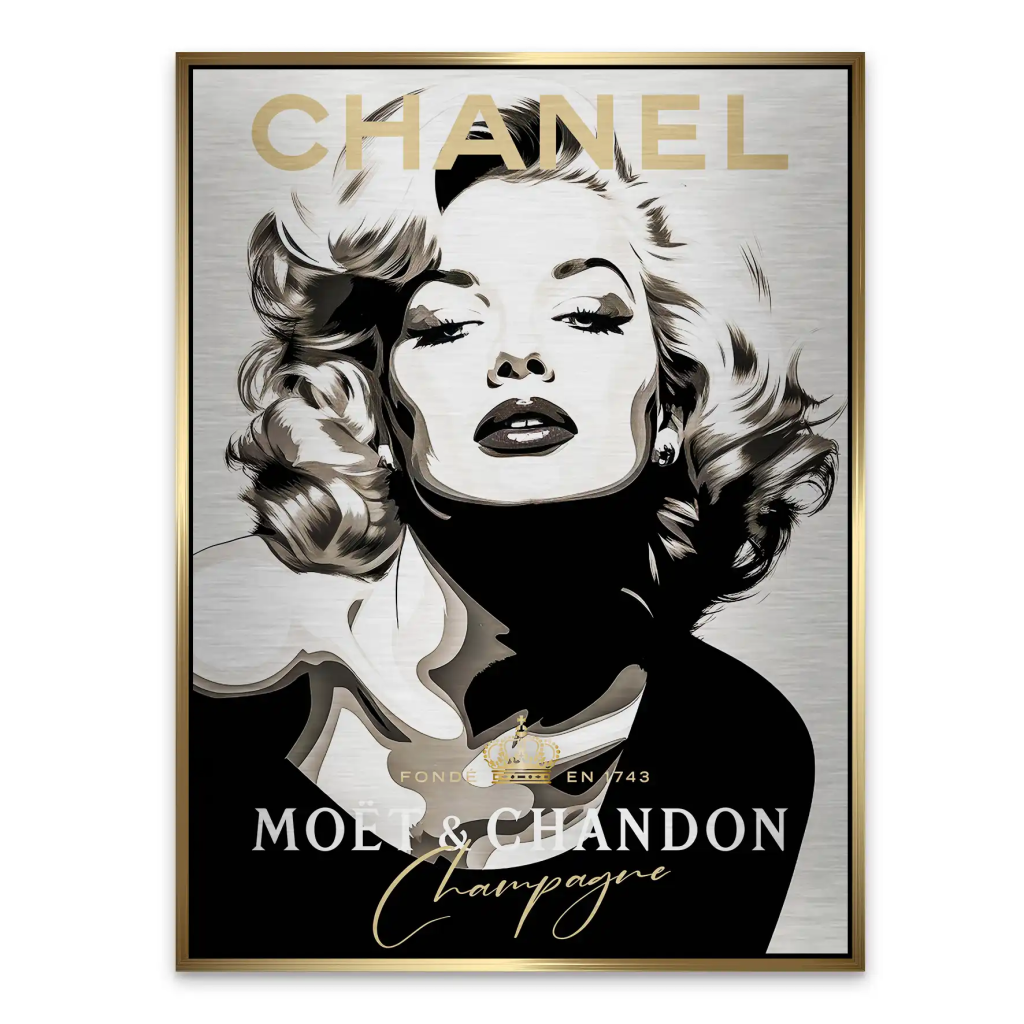 Marilyn Monroe Champagner Pop Art Aludibond Brush Bild INGALERIE