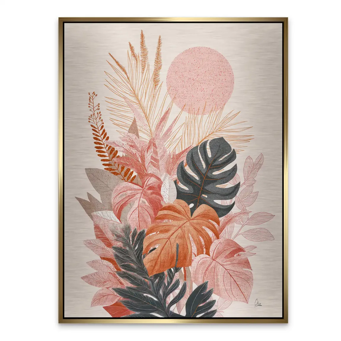 Terracotta Leaves Harmony Alu Gebürstet Bild