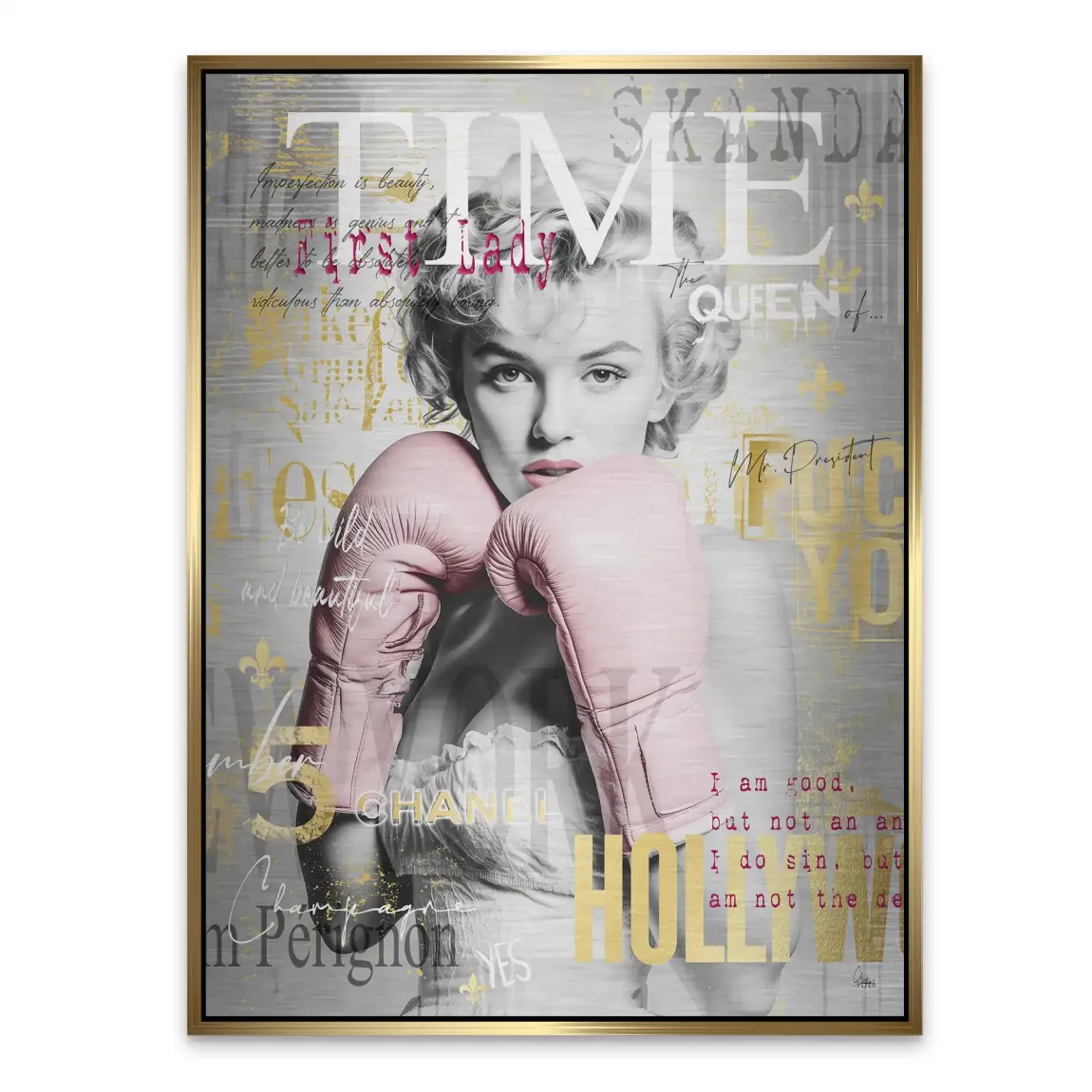 Marilyn Monroe Champ Pop Art Alu Gebürstet Bild