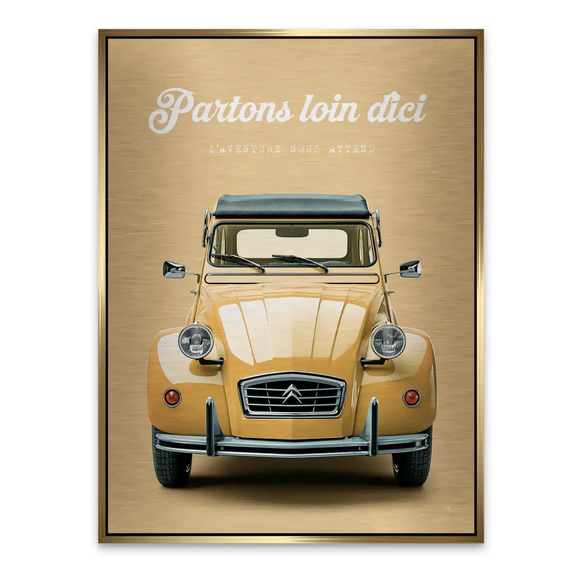 Citroen 2CV Voyage Aluminiumbild gebürstet