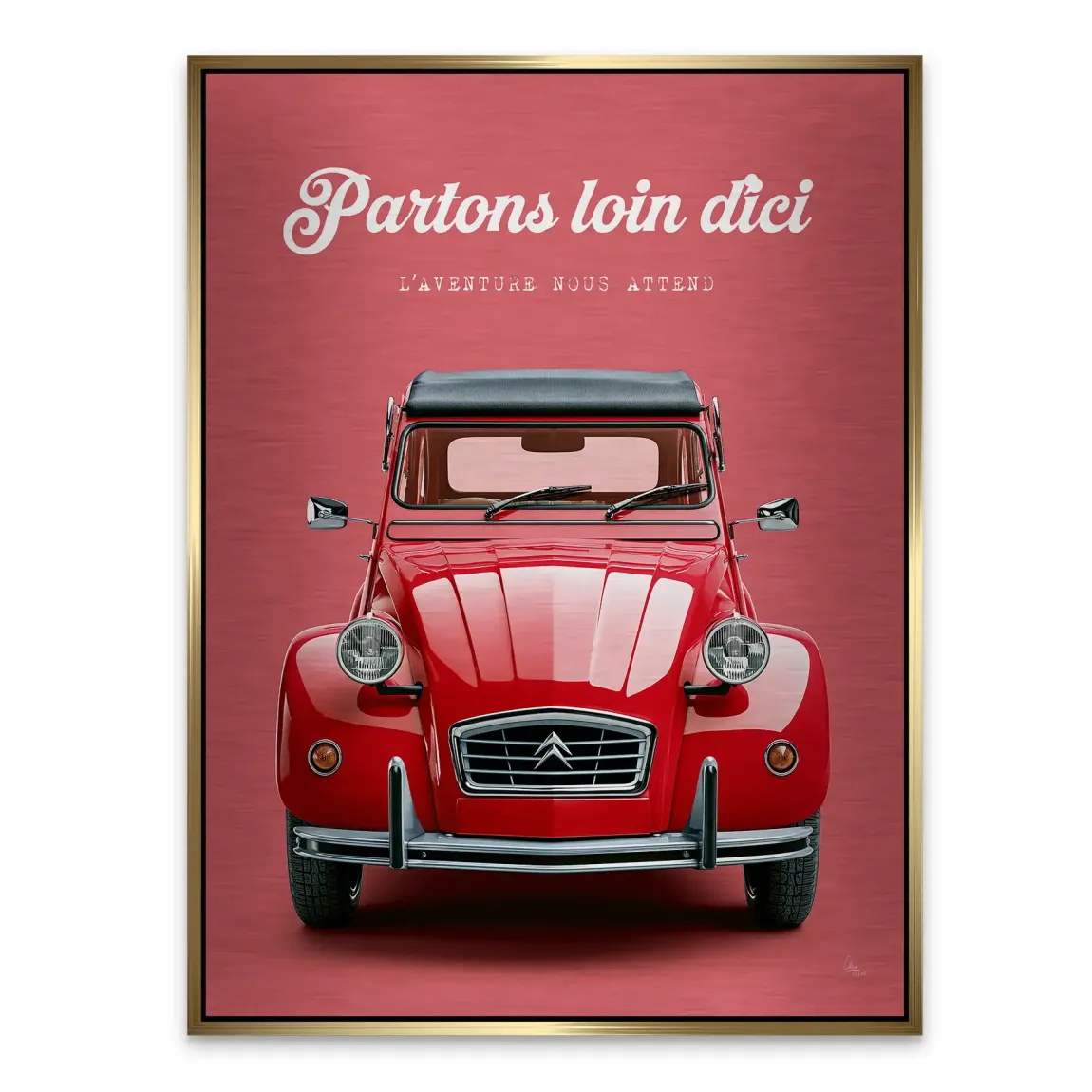 Citroen 2CV Rouge Aluminiumbild gebürstet