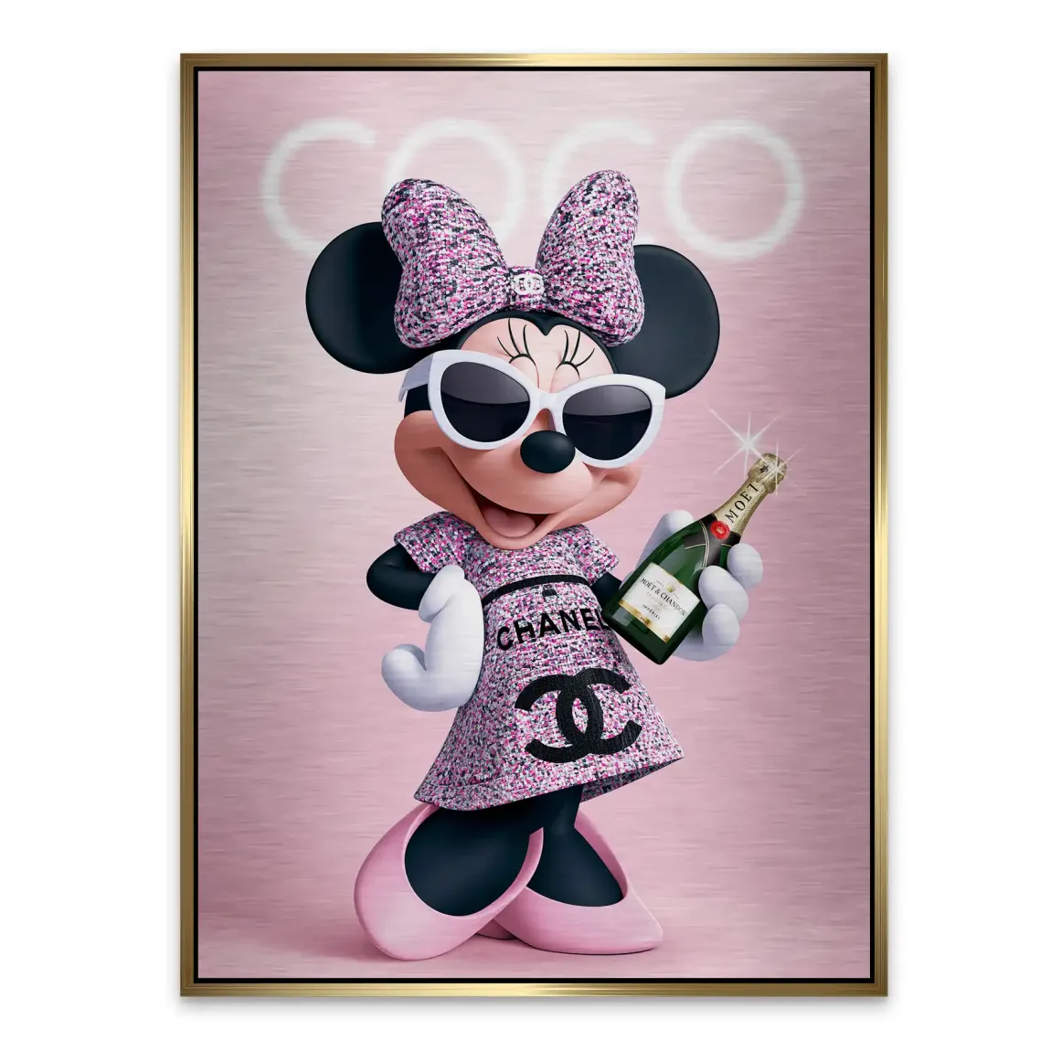 Minnie Maus Moet Aluminiumbild gebürstet