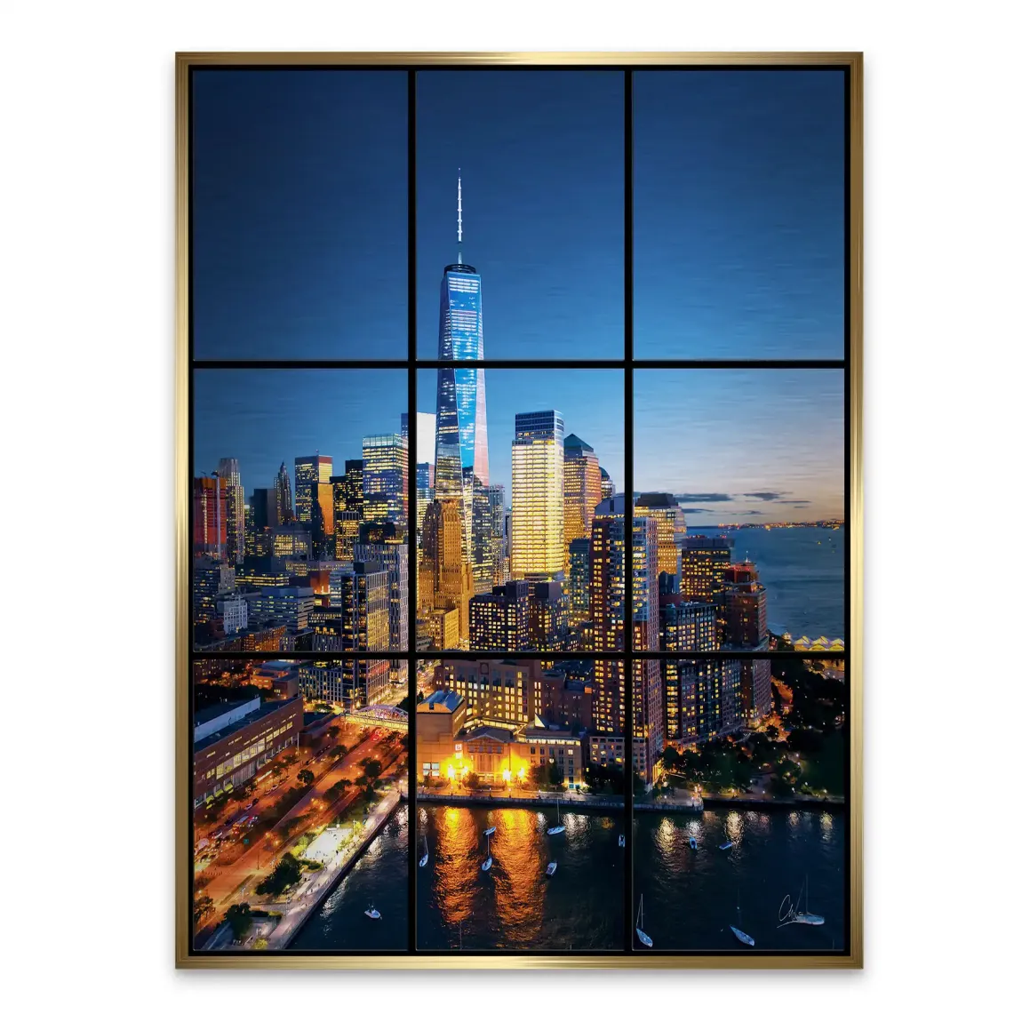 Skyline Lights New York Alu Gebürstet Bild