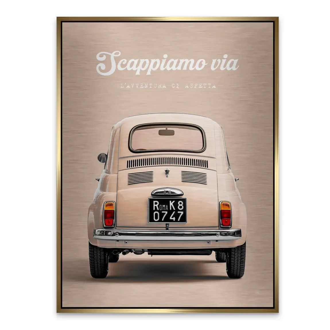Fiat 500 Crema Aluminiumbild gebürstet