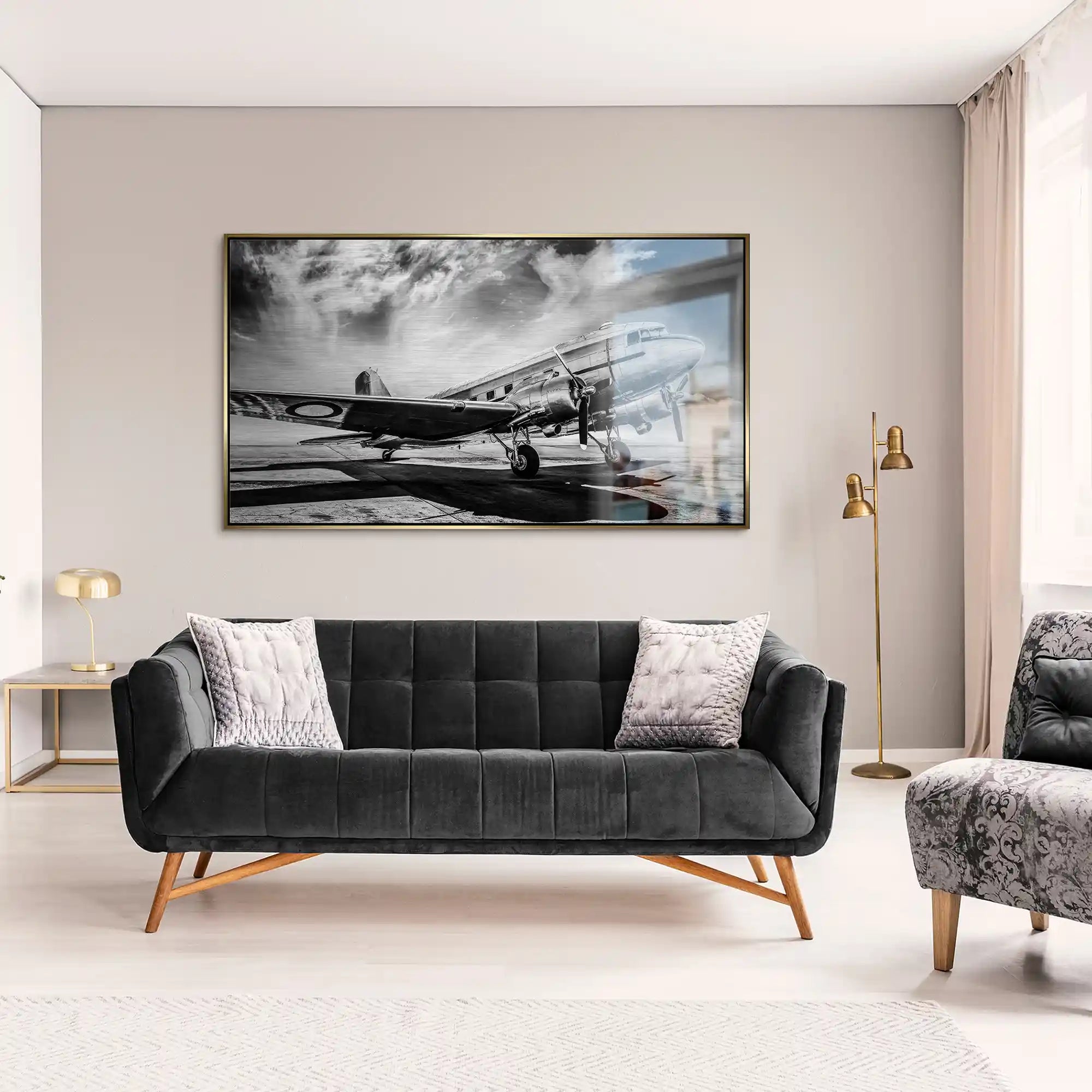 DC3 Vintage Flugzeug Alu Gebürstet INGALERIE
