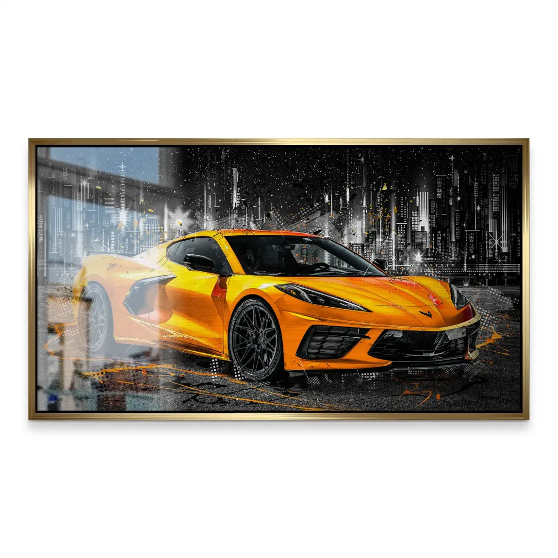 Corvette C8 Abstrak Orange Style Alu Gebürstet INGALERIE