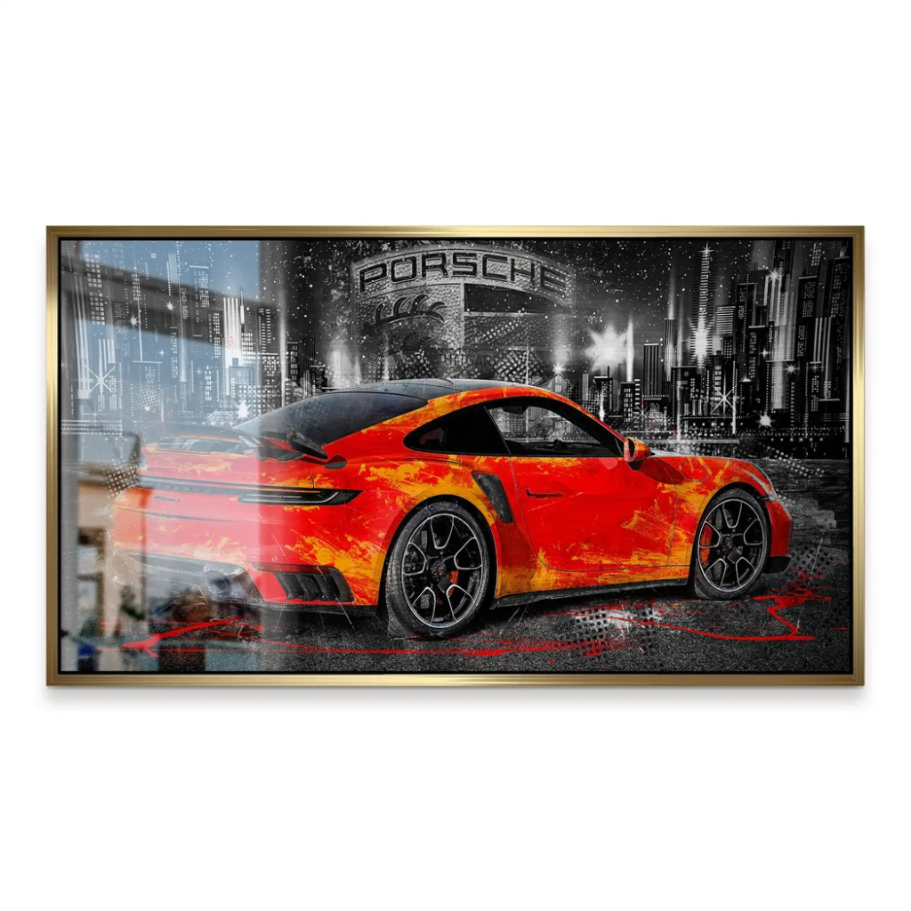 Porsche 911 Turbo Abstrakt Orange Alu Gebürstet INGALERIE