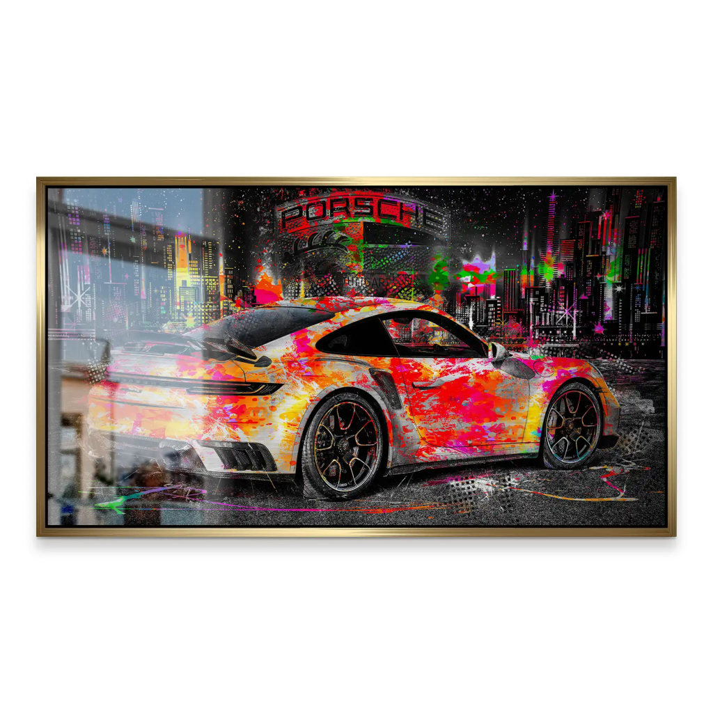 Porsche 911 Turbo Pop Art Style Alu Gebürstet INGALERIE