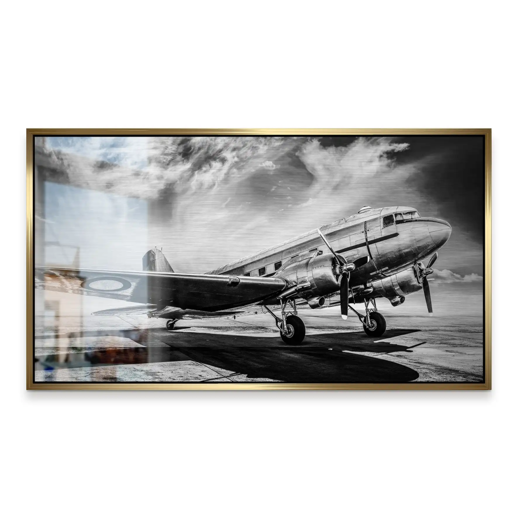 DC3 Vintage Flugzeug Alu Gebürstet INGALERIE
