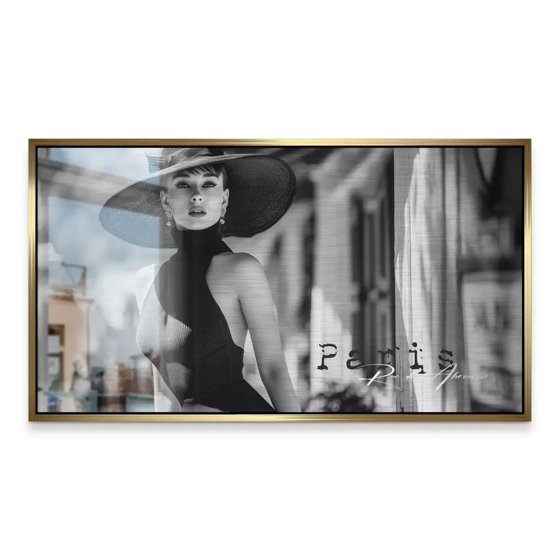 Audrey Hepburn Paris City Life Alu Gebürstet