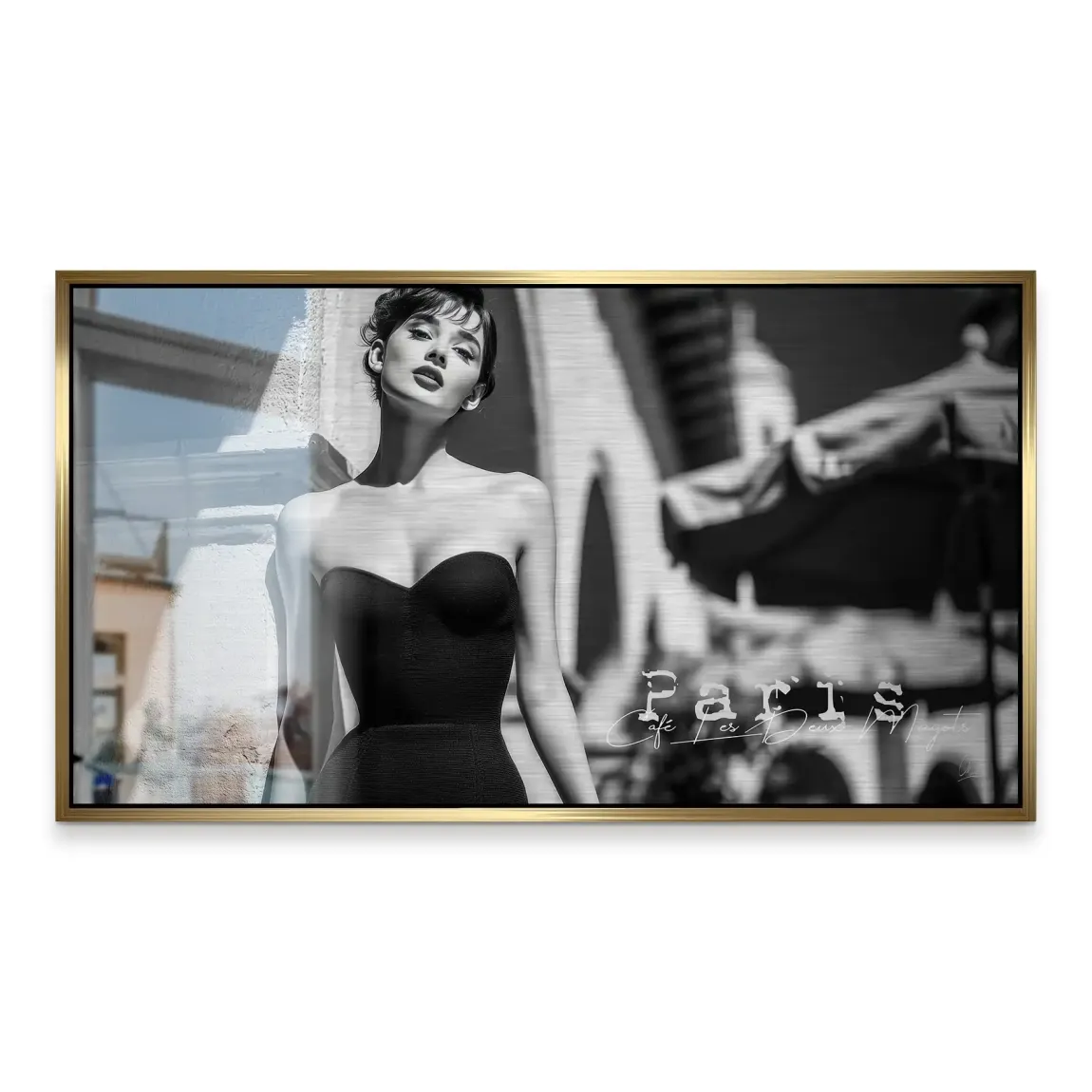 Audrey Hepburn Paris Cafe Alu Gebürstet