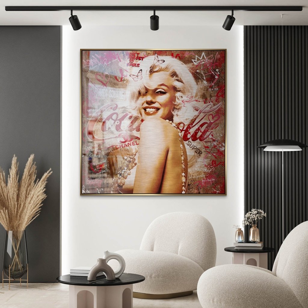 Marilyn Monroe Graffiti Retro Style Alu Gebürstet Bild INGALERIE