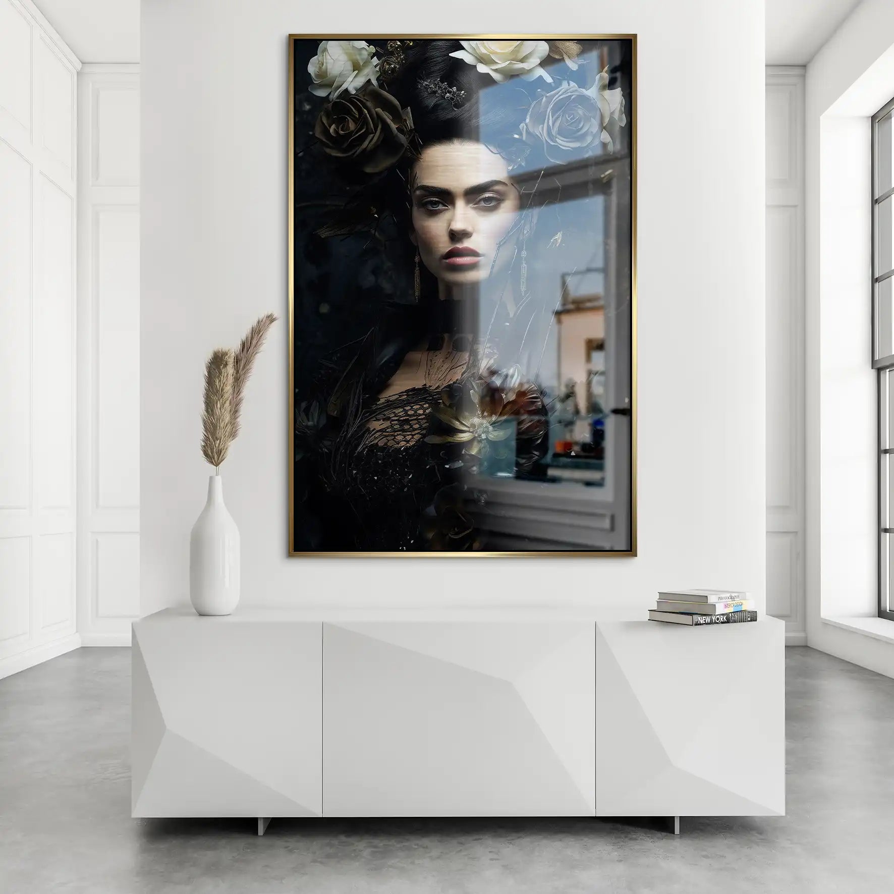 Frida Kahlo Dark Style AluDibond Gebürstet INGALERIE