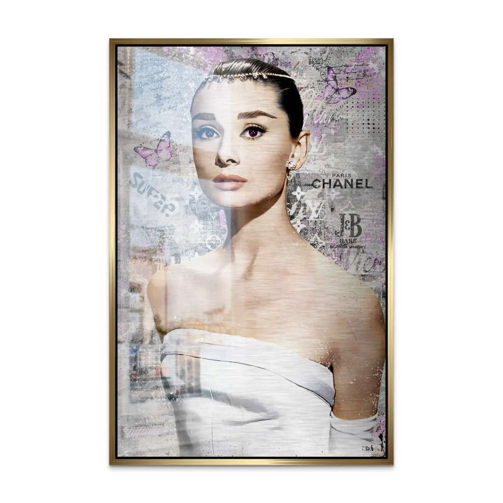 Audrey Hepburn Silver Style Pop Art AluDibond Gebürstet INGALERIE