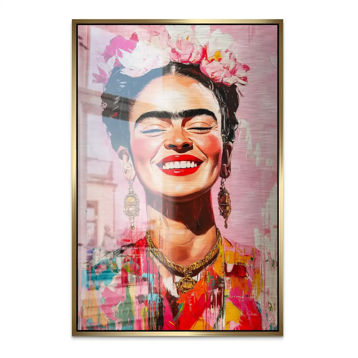 Frida Kahlo Happy Smile Alu Dibond Bild gebürstet