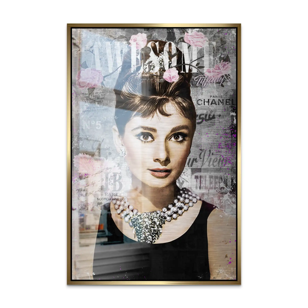 Audrey Hepburn Awesome Pop Art AluDibond Gebürstet INGALERIE