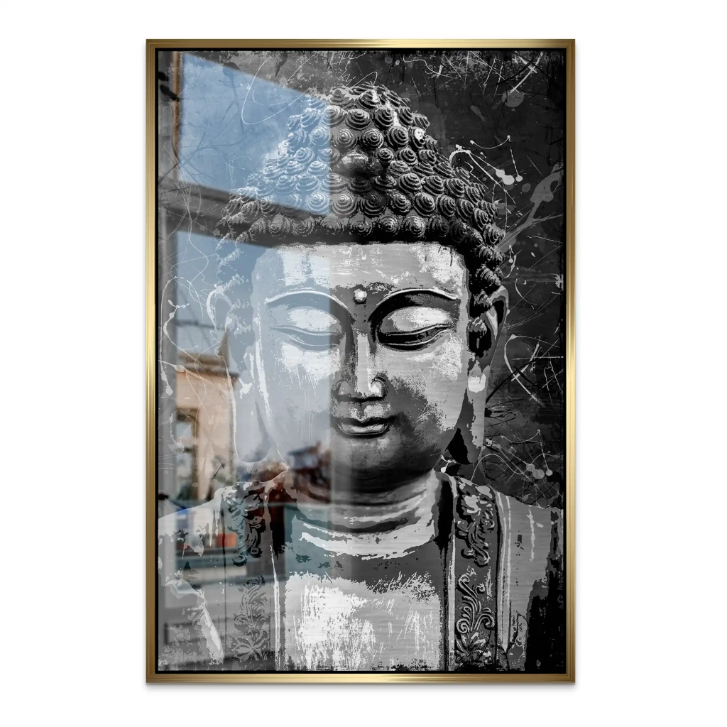 Buddha Black Abstrakt AluDibond Gebürstet INGALERIE